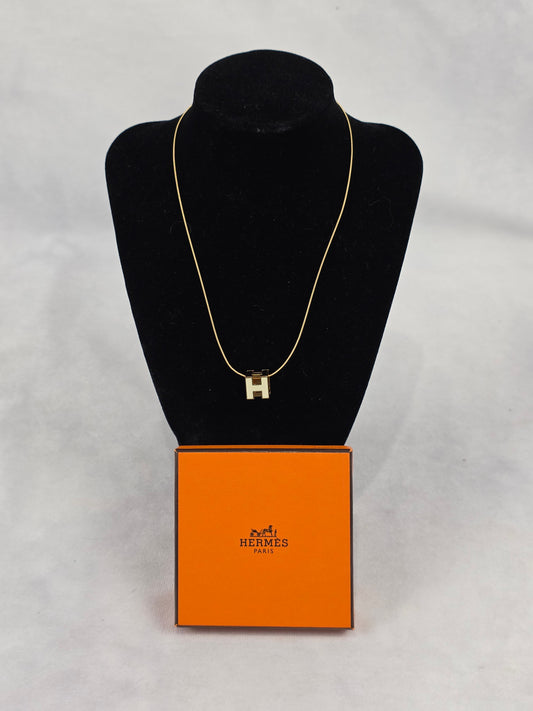 Hermès Cage d’H Cube Necklace - White & Gold (1)