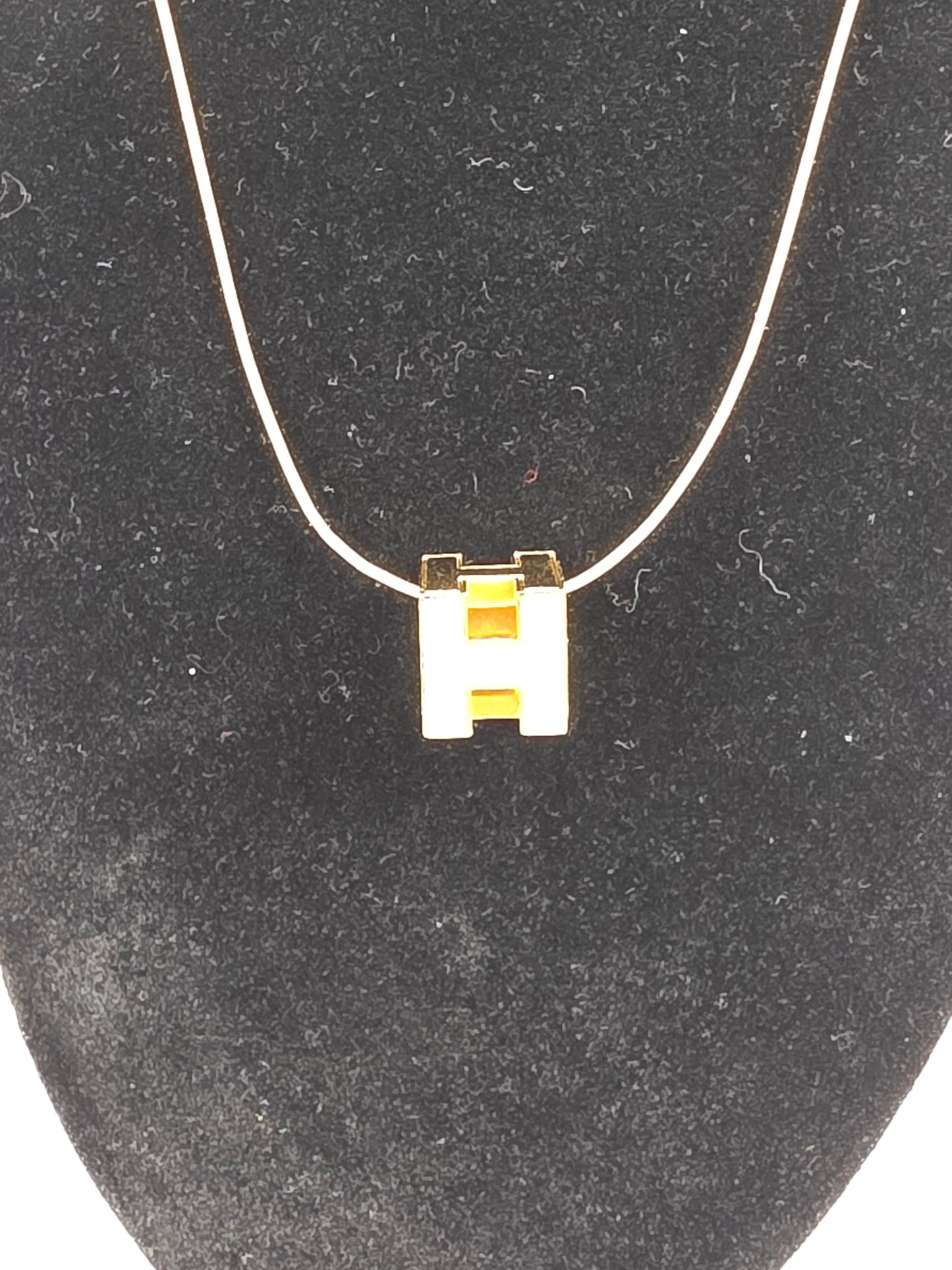Hermès Cage d’H Cube Necklace - White & Gold (1)