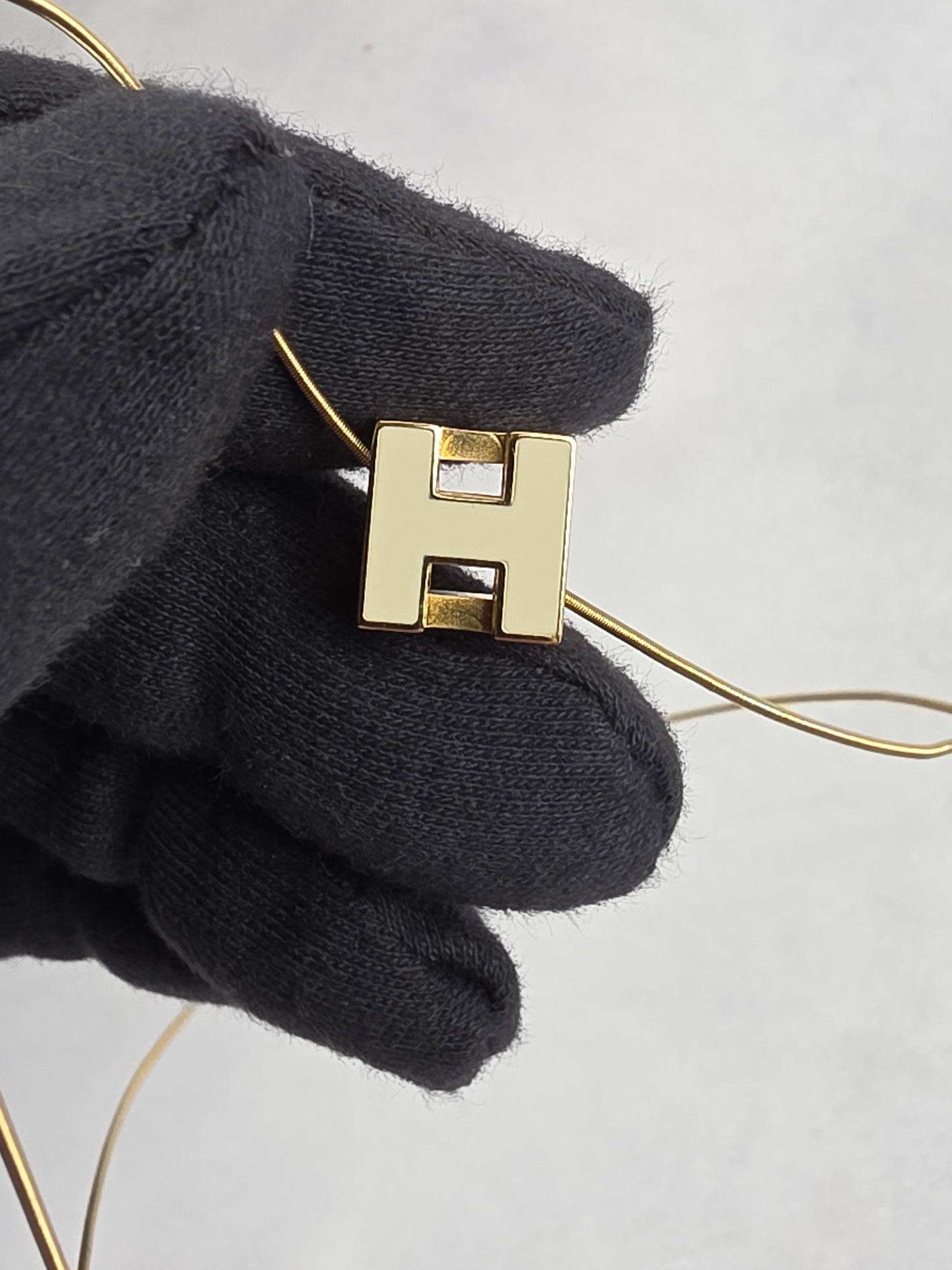 Hermès Cage d’H Cube Necklace - White & Gold (1)