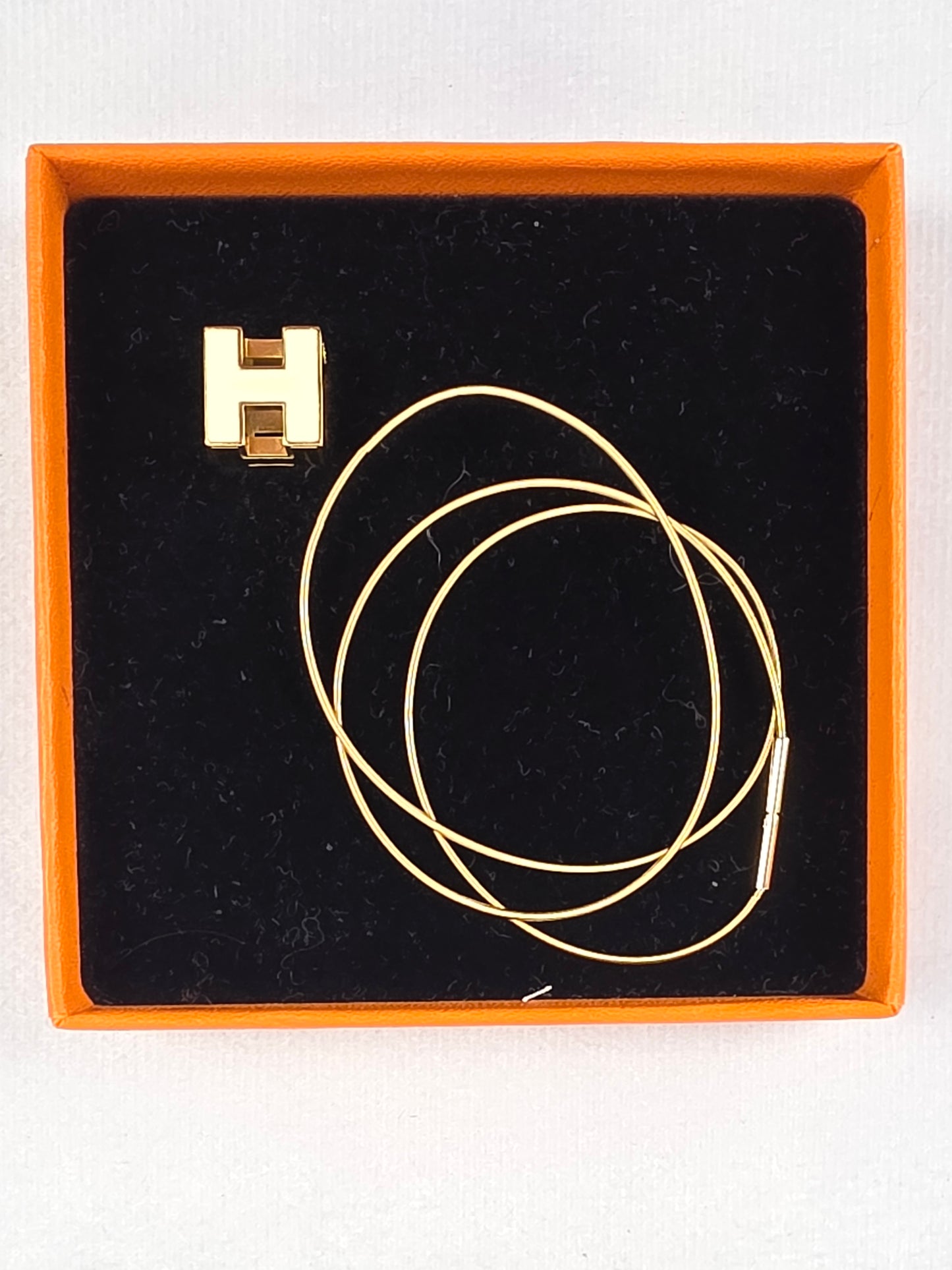 Hermès Cage d’H Cube Necklace - White & Gold (1)