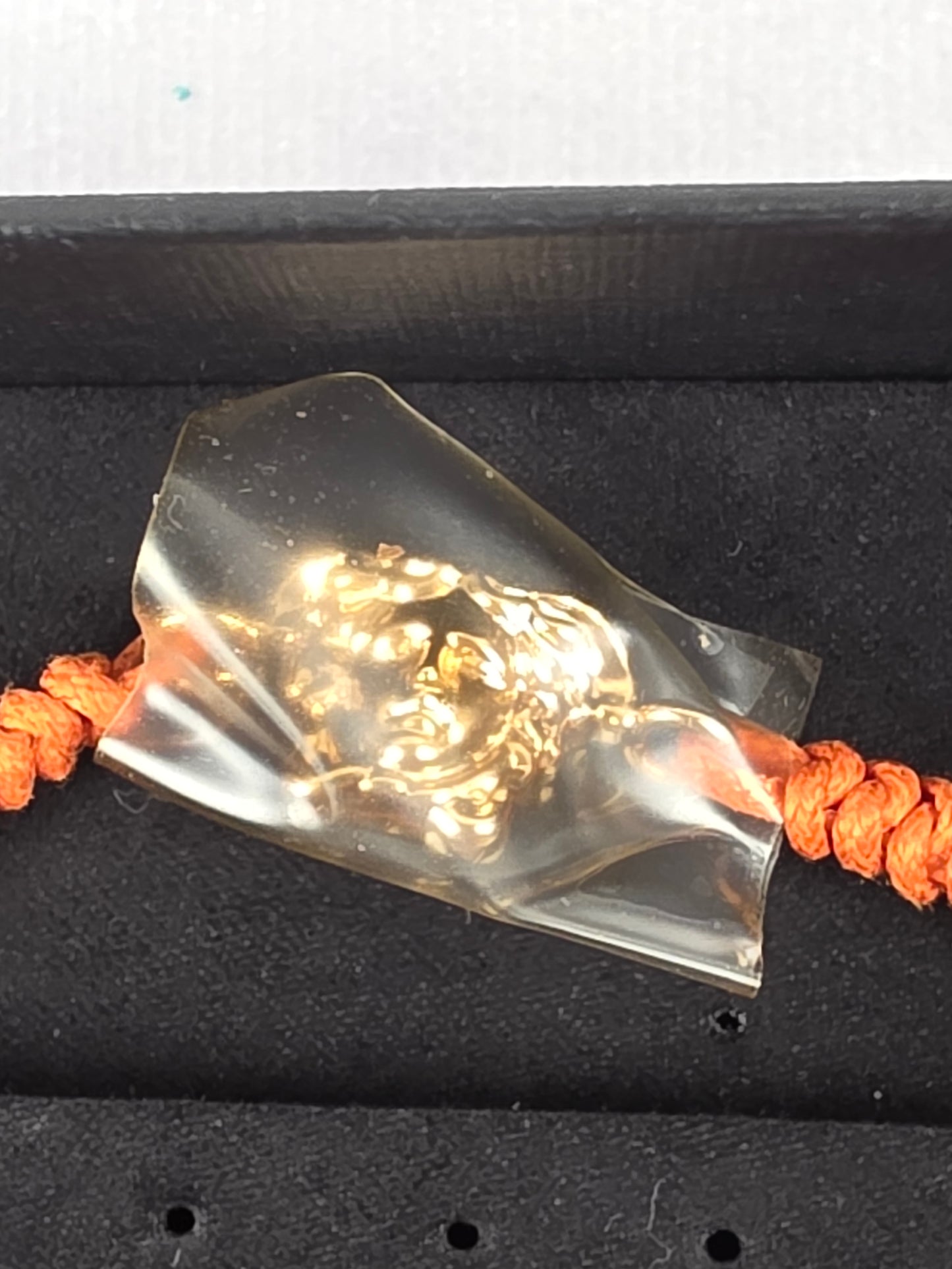 Versace Medusa Orange Leather Cord Adjustable Charm Bracelet