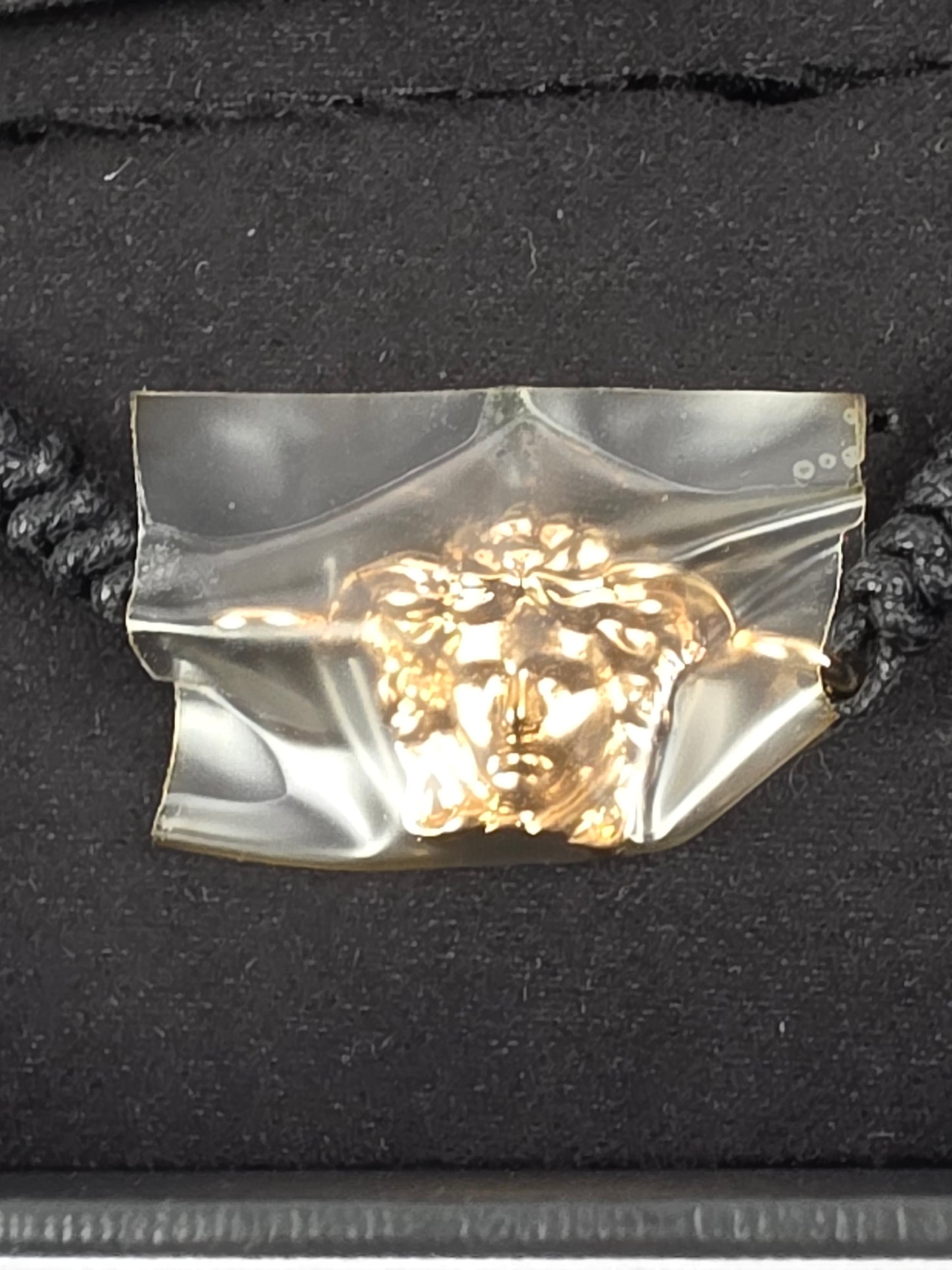 Versace Medusa Black Leather Cord Adjustable Charm Bracelet