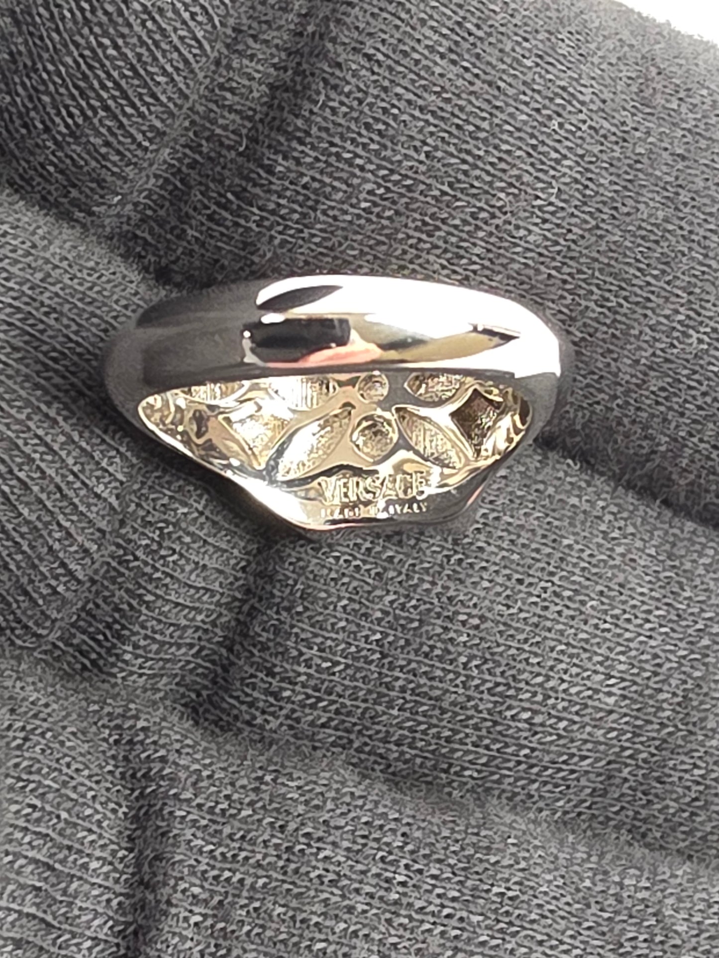 Versace Silver-Tone 3D Medusa Statement Ring, Size 5 1/2