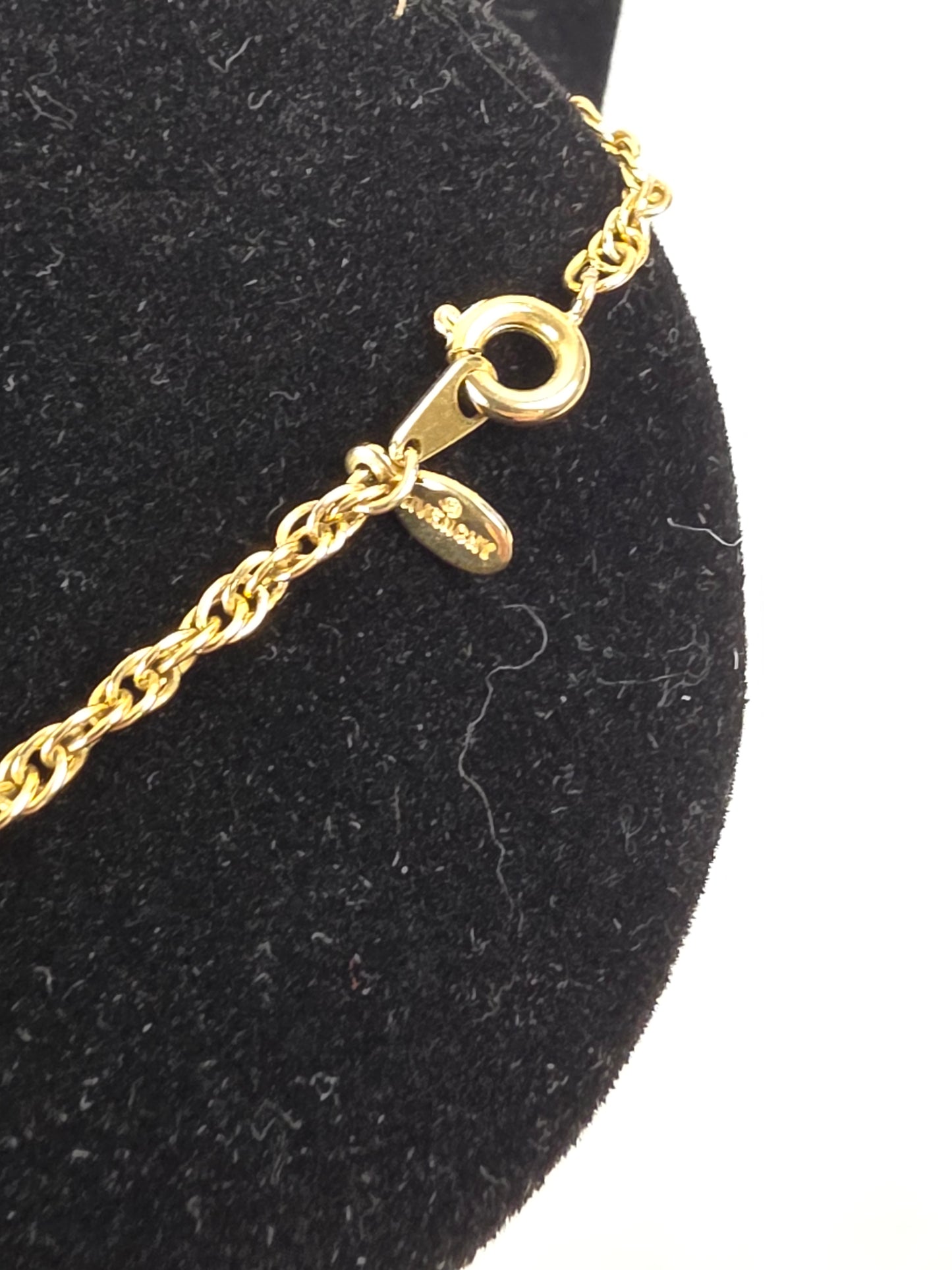 Vintage Givenchy Gold-Tone Rope Chain Necklace Rhinestone G Logo Pendant