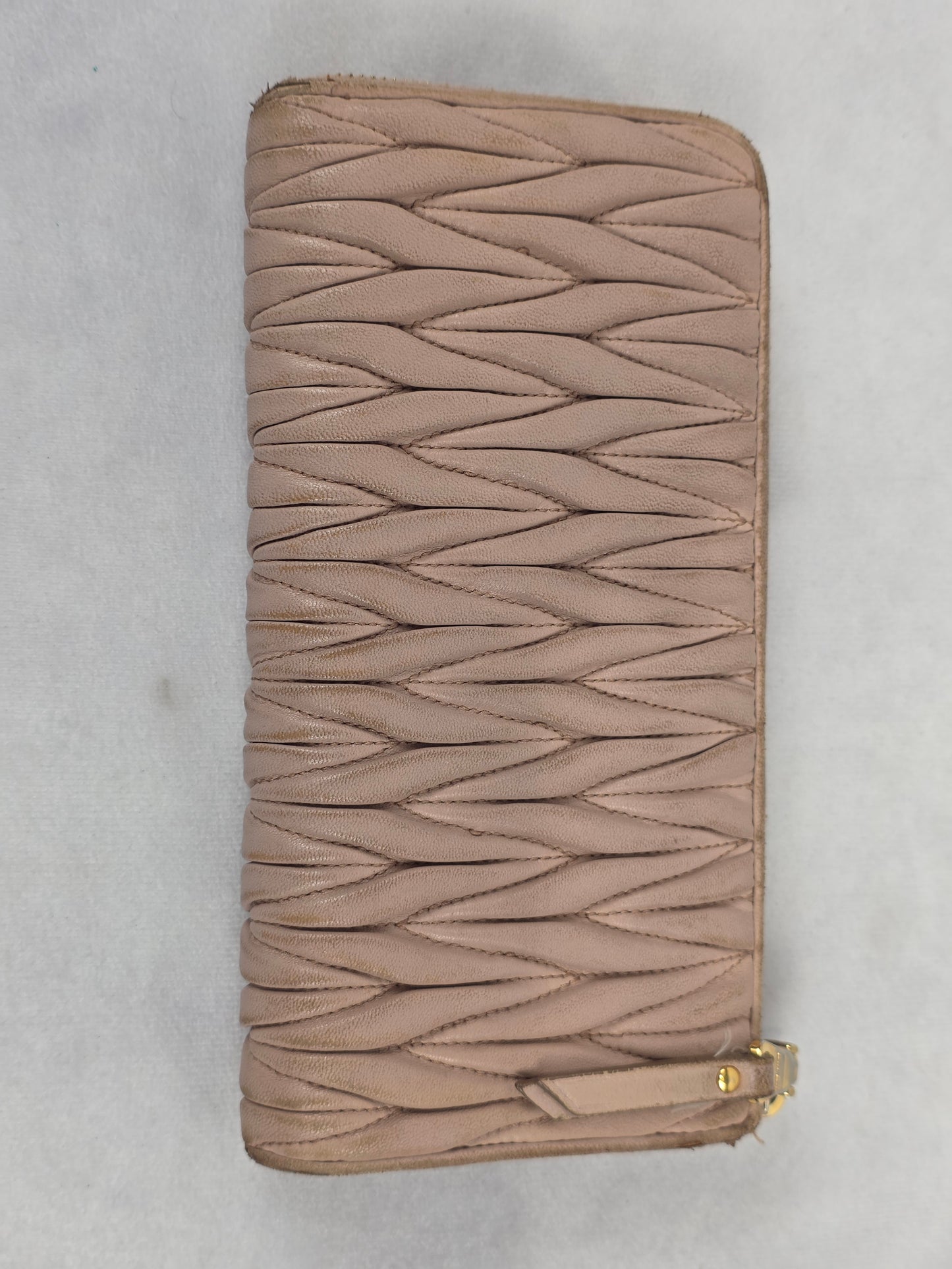 Miu Miu Matelassé Nappa Leather Zip-Around Long Wallet - Cammeo (Beige/Pink)