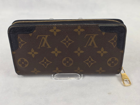 Louis Vuitton Brown Monogram Zippy Retiro Wallet – Black Leather Accents