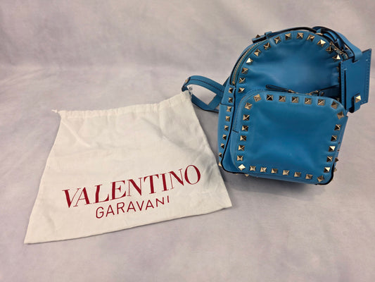 Valentino Garavani Rockstud Smooth Leather Mini Backpack - Azure Blue