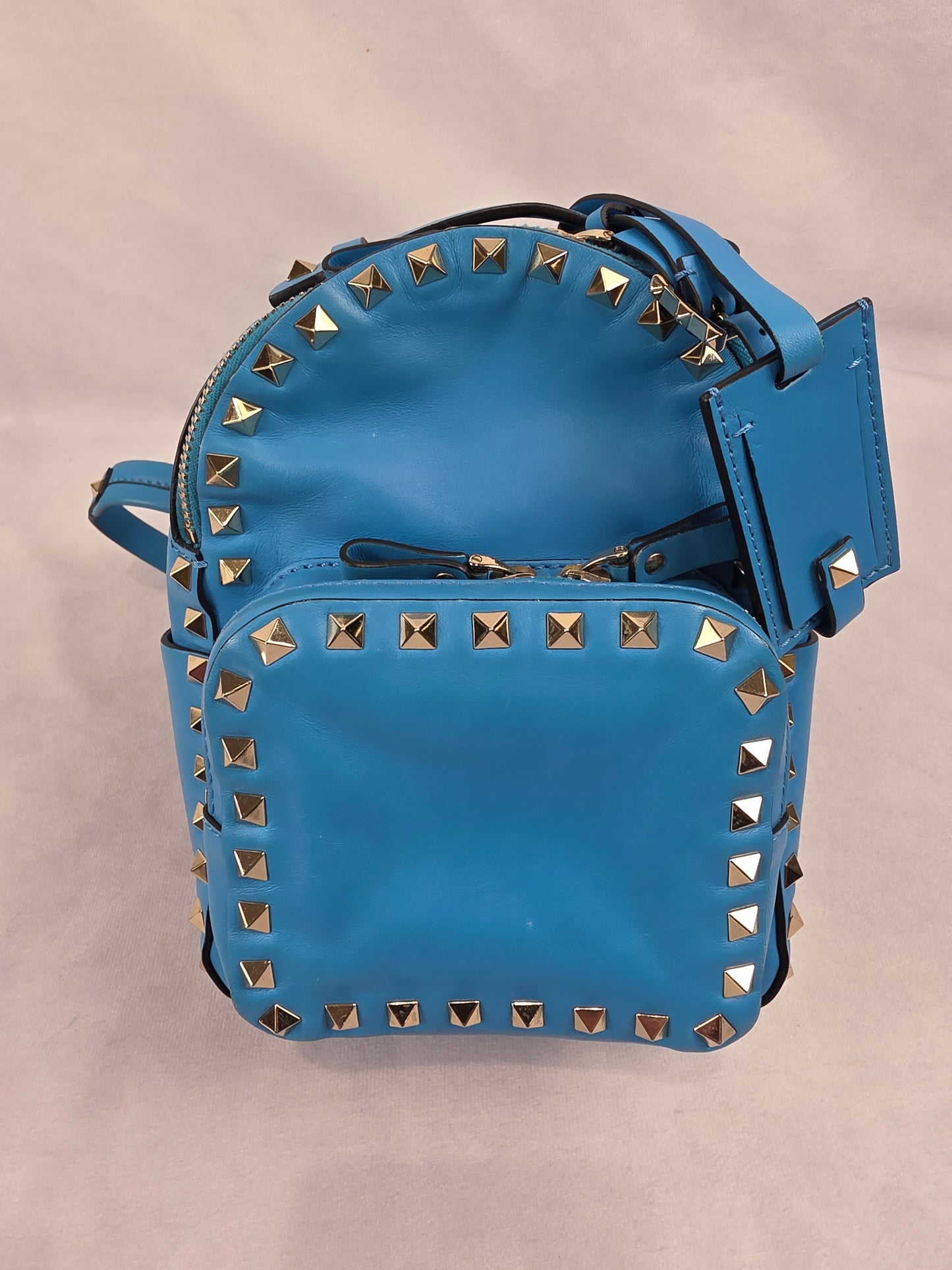 Valentino Garavani Rockstud Smooth Leather Mini Backpack - Azure Blue
