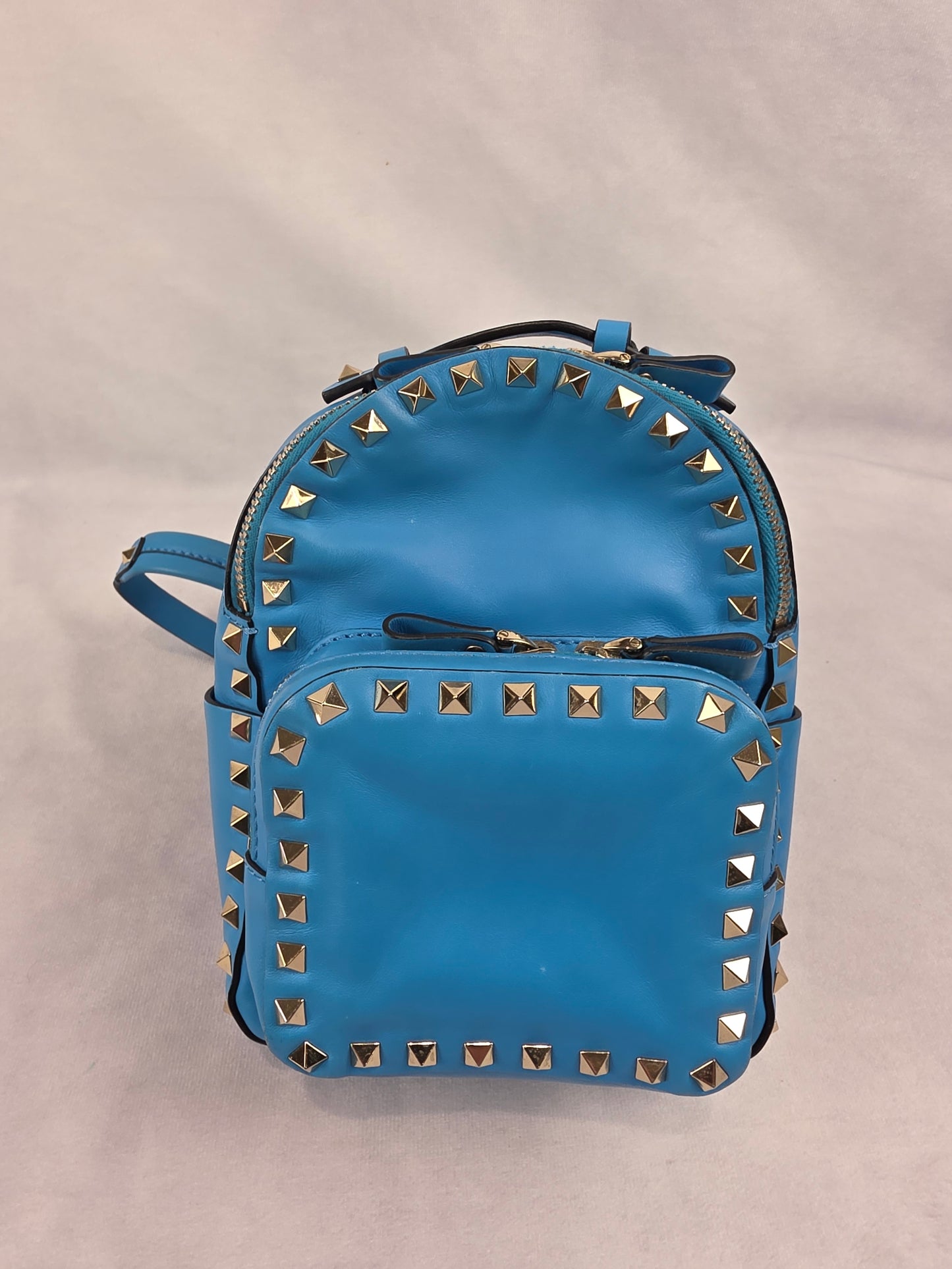 Valentino Garavani Rockstud Smooth Leather Mini Backpack - Azure Blue