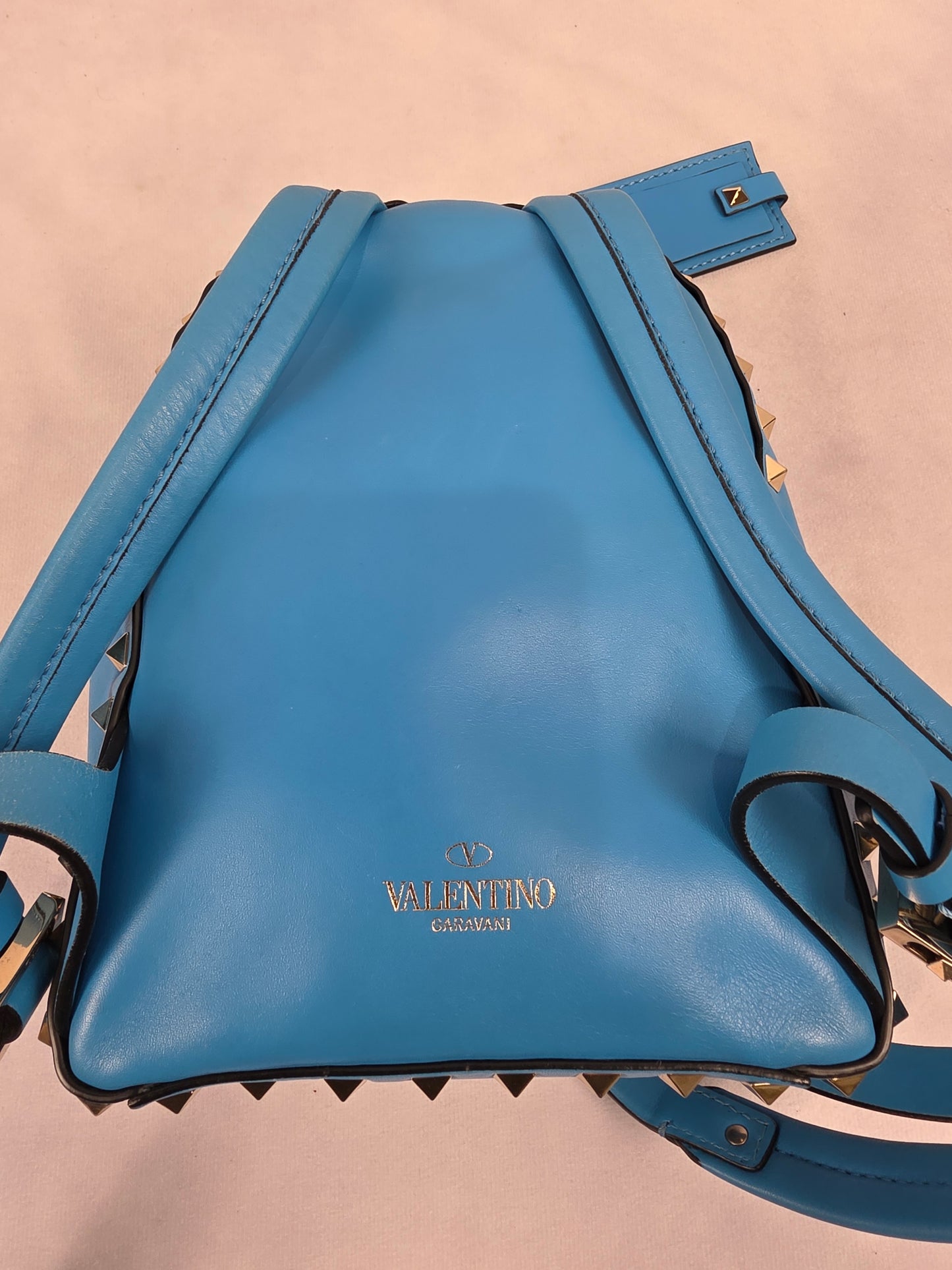 Valentino Garavani Rockstud Smooth Leather Mini Backpack - Azure Blue