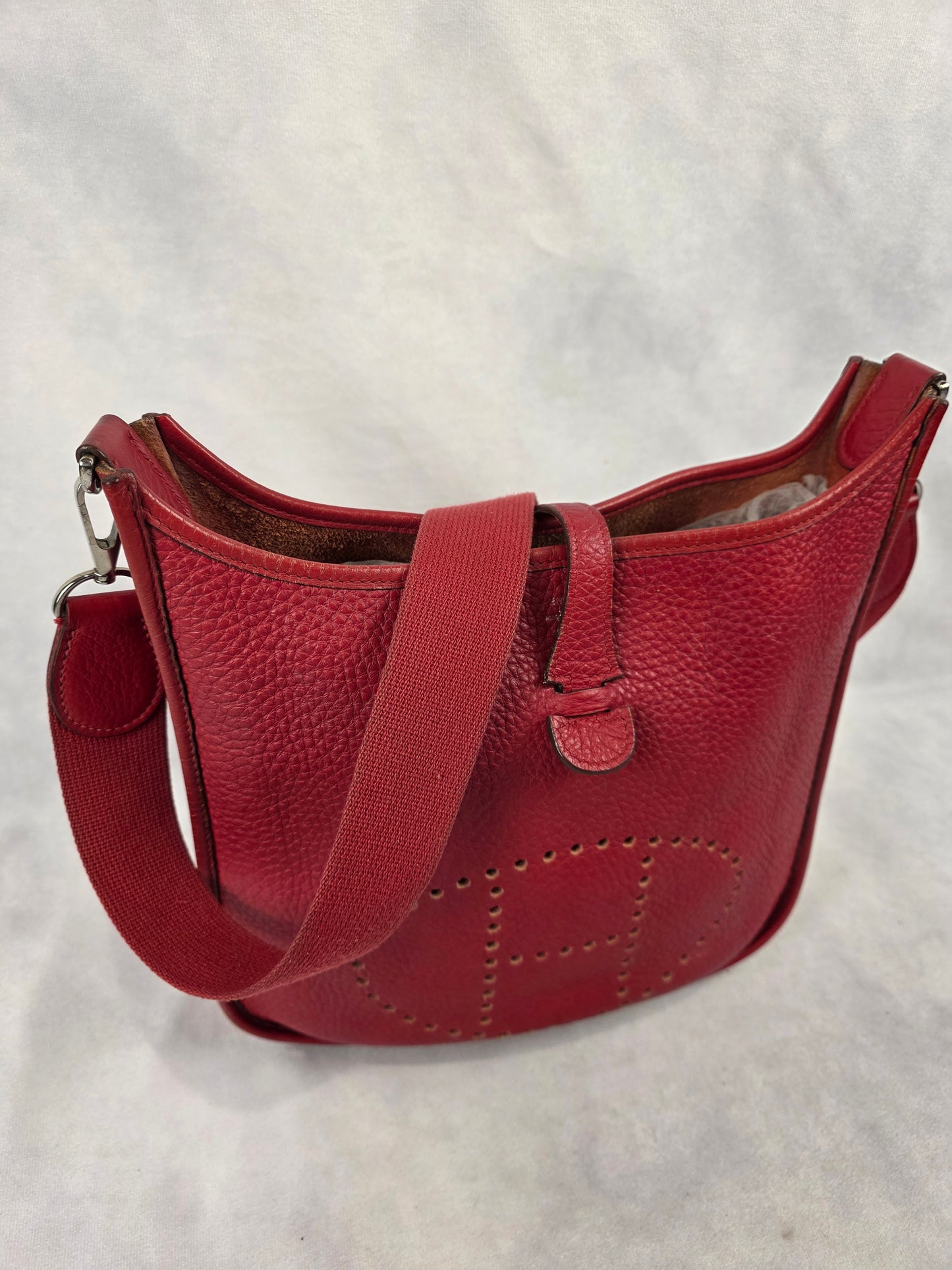 Hermès Evelyne PM Crossbody Bag, Red Taurillon Clémence Leather