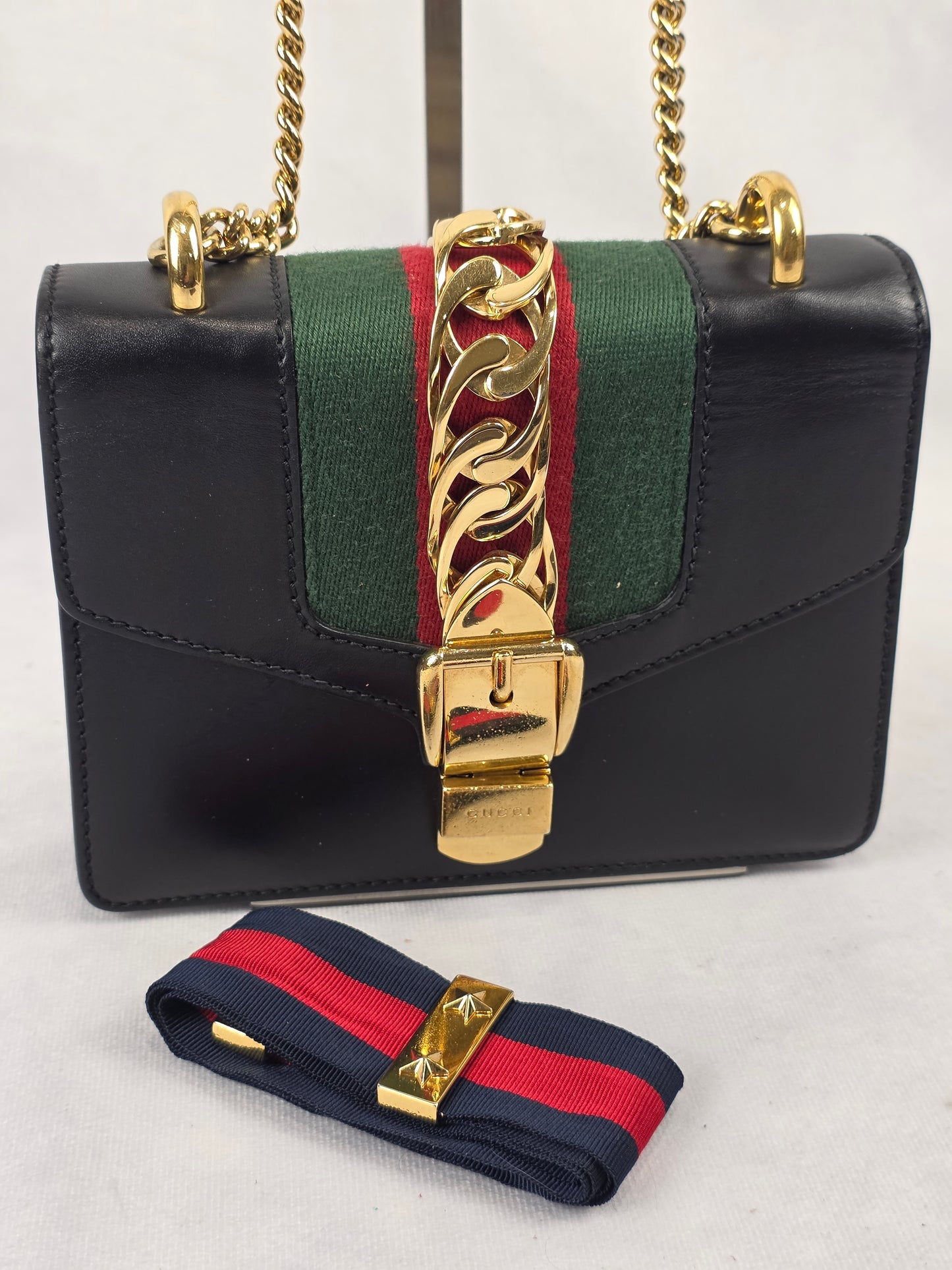 Gucci Sylvie Mini Chain Shoulder Bag – Black
