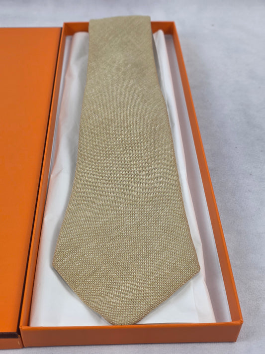 Hermès Linen Tie - neutral beige/sand colorway