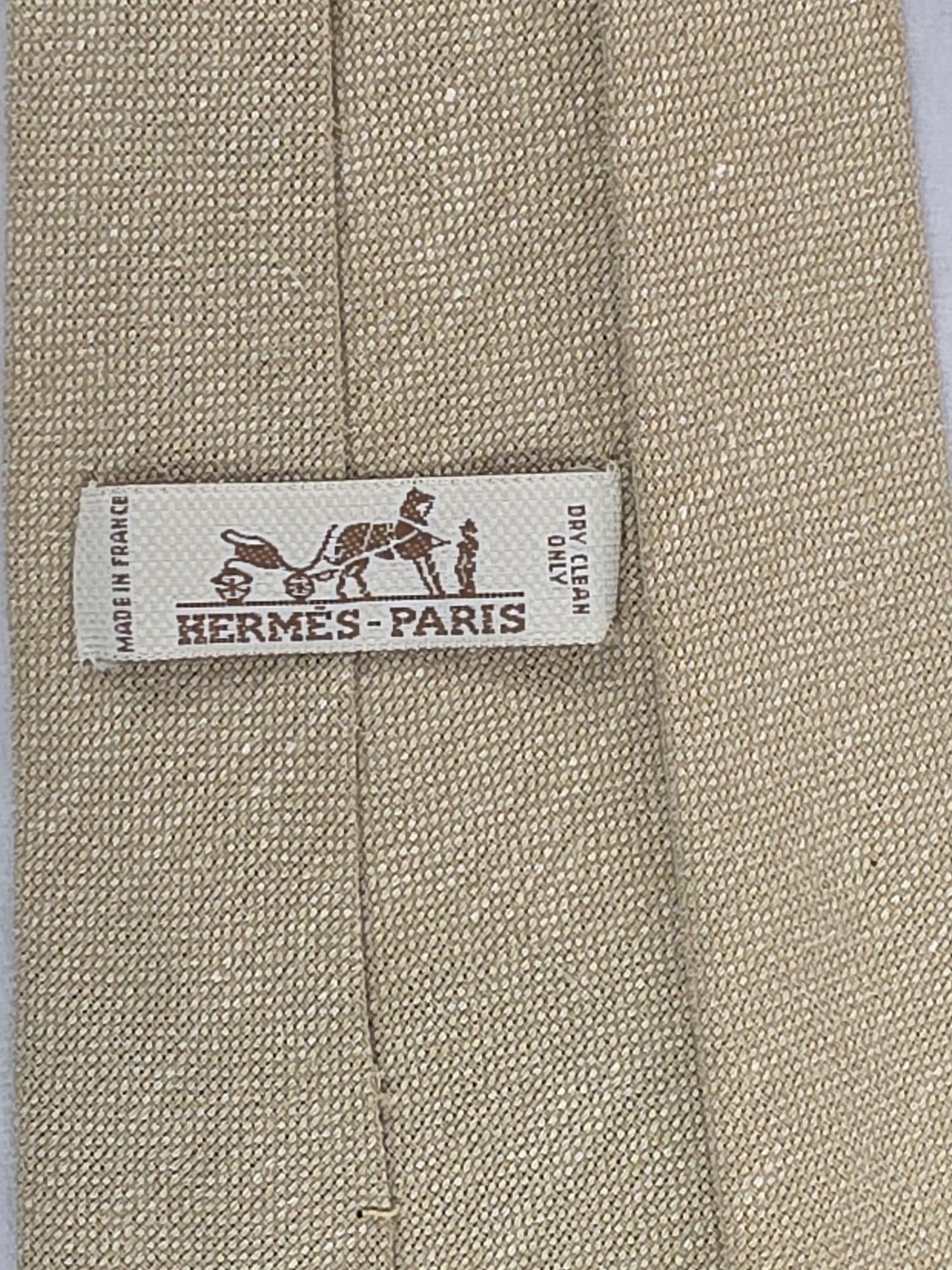 Hermès Linen Tie - neutral beige/sand colorway
