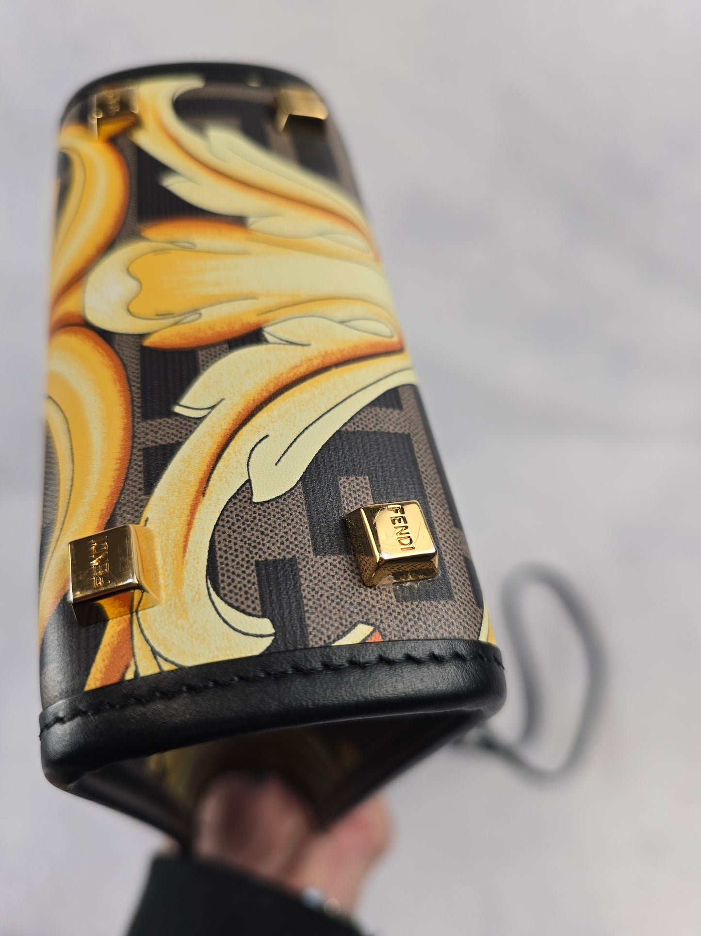 Fendi X Versace Fendace FF Baroque Logo Mini Fendi Sunshine Shopper Tote