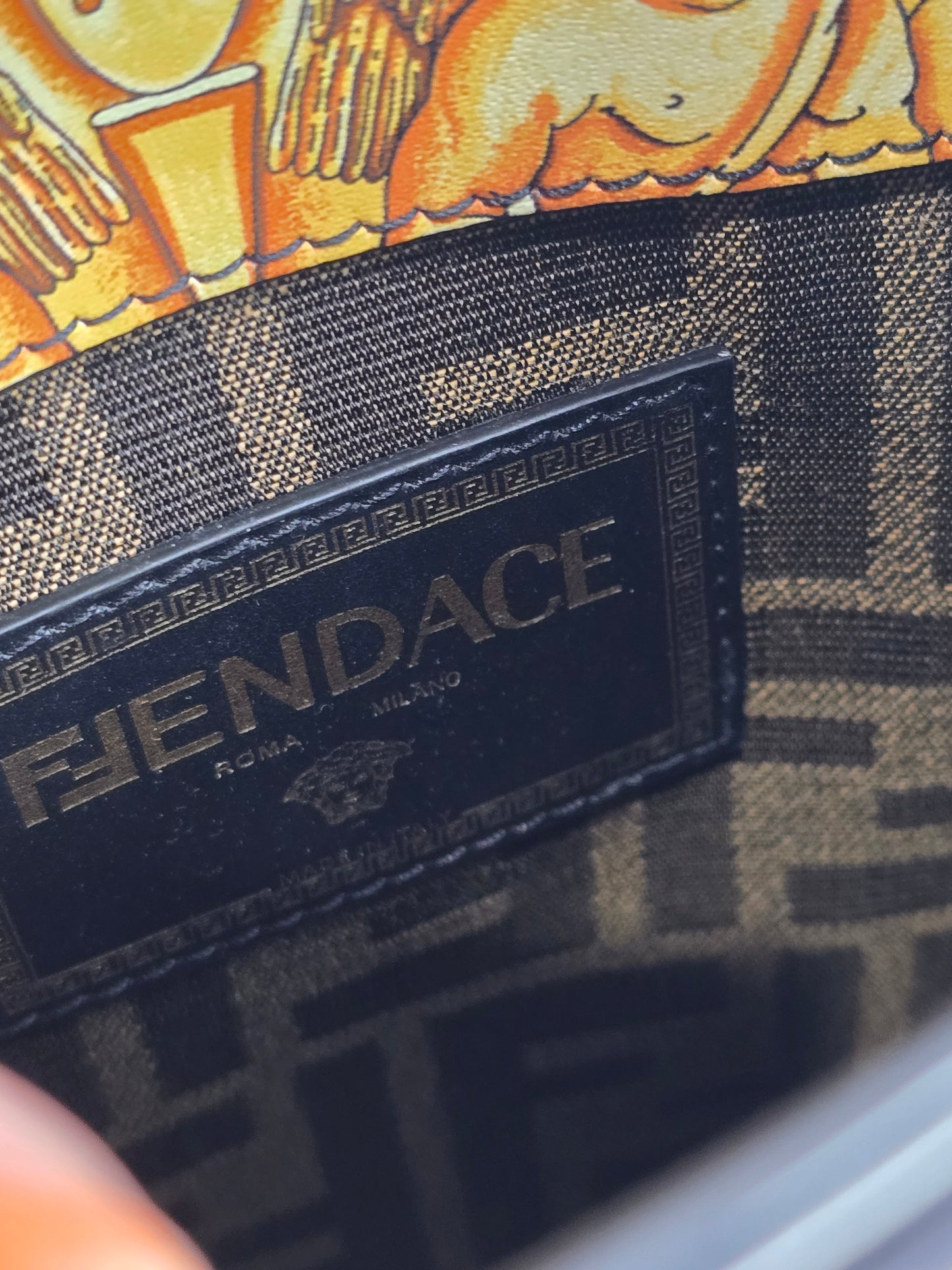 Fendi X Versace Fendace FF Baroque Logo Mini Fendi Sunshine Shopper Tote