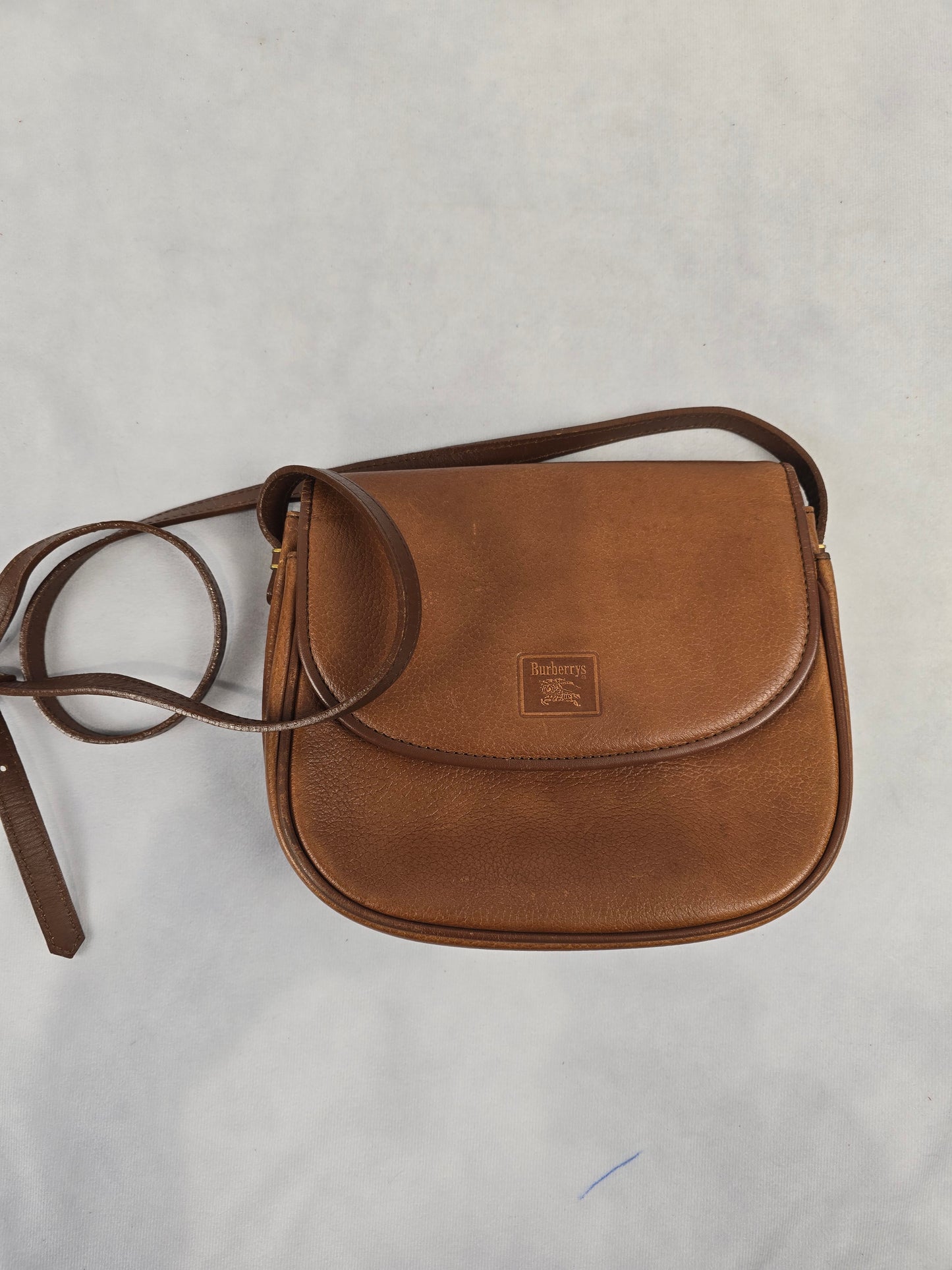 Burberry Vintage Brown Leather Pebbled Crossbody