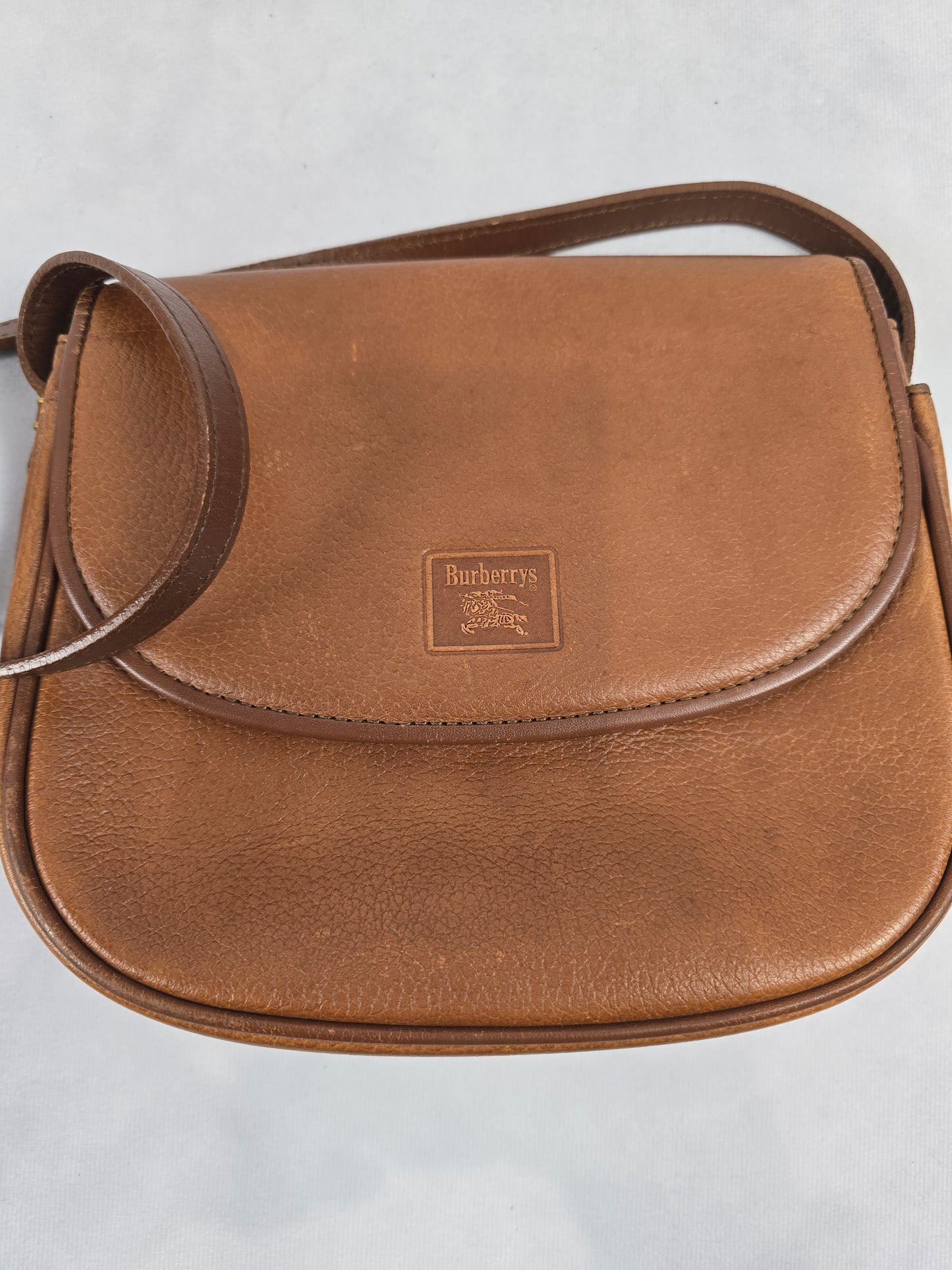 Burberry Vintage Brown Leather Pebbled Crossbody