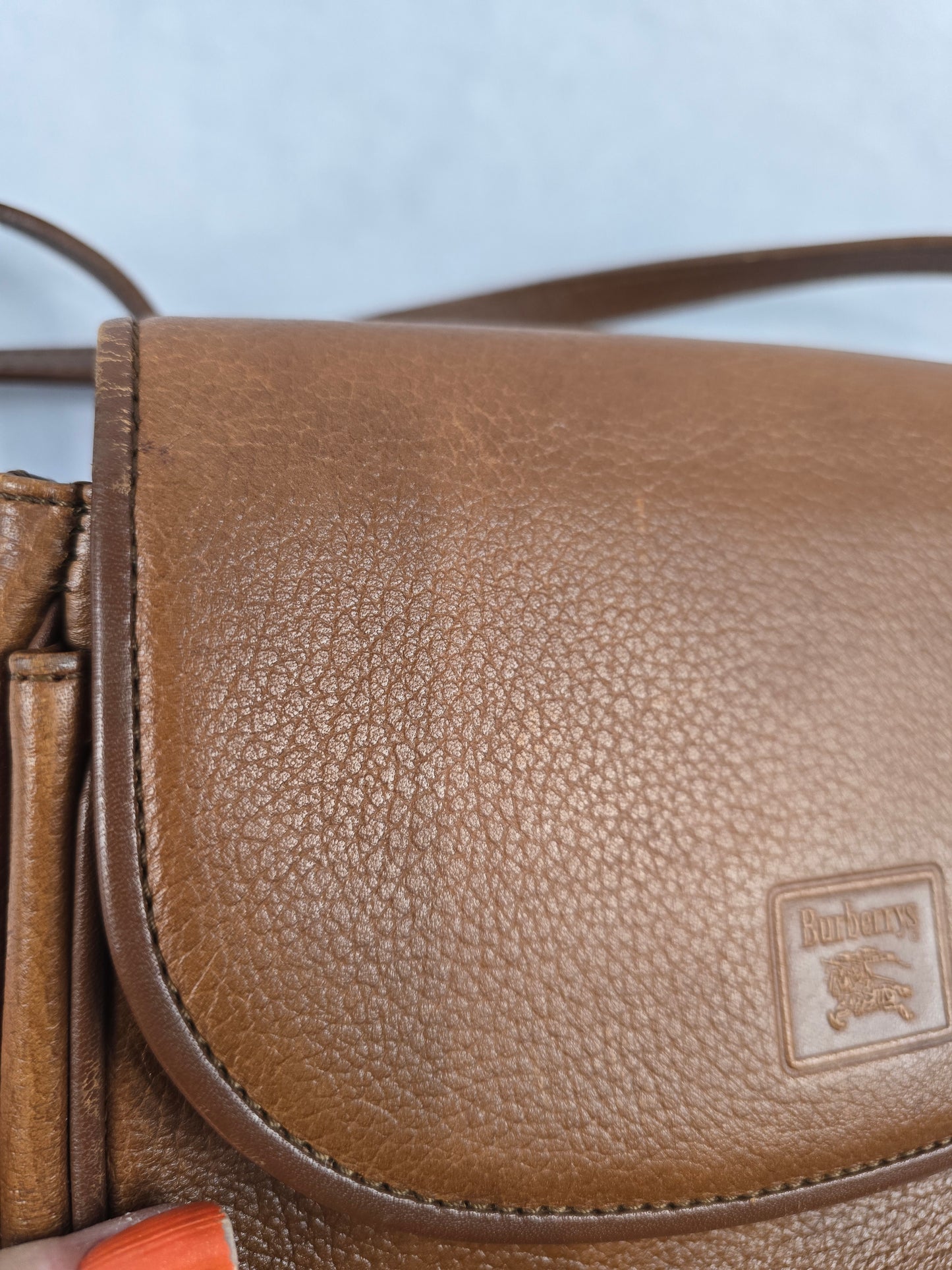 Burberry Vintage Brown Leather Pebbled Crossbody