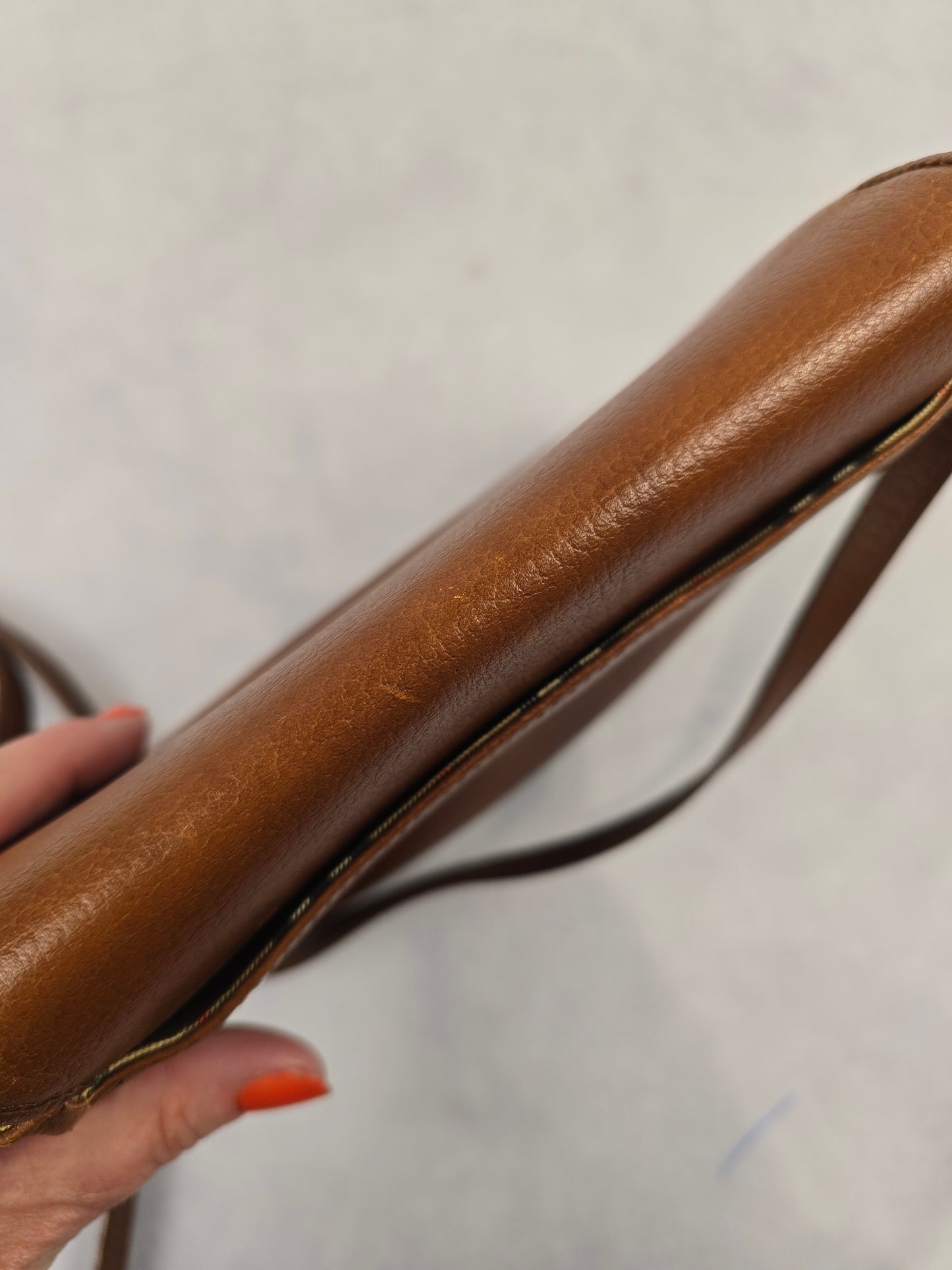 Burberry Vintage Brown Leather Pebbled Crossbody