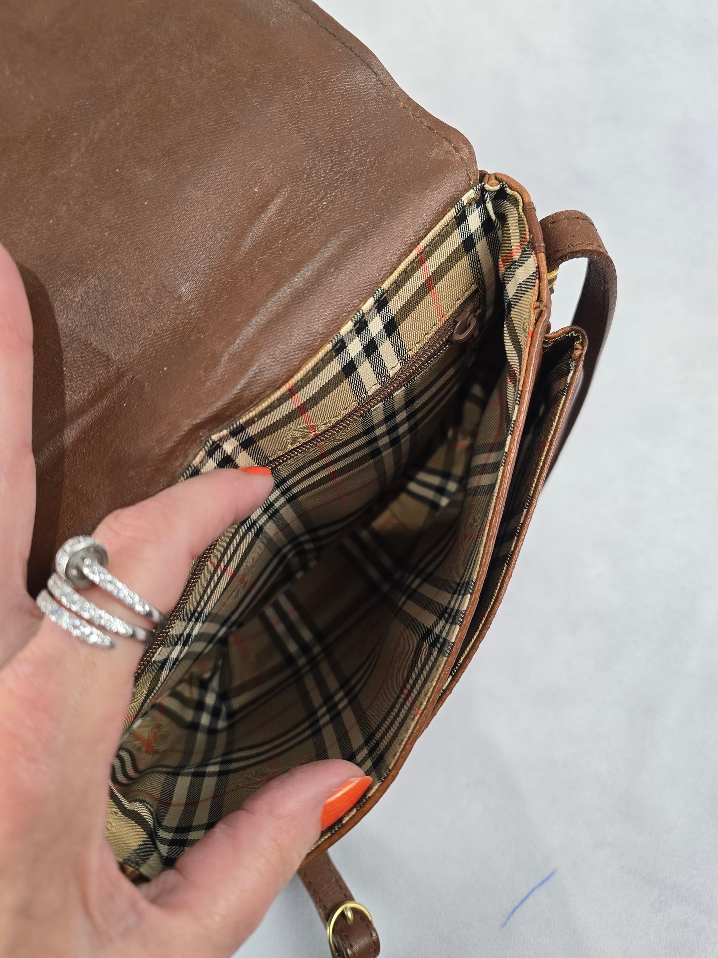Burberry Vintage Brown Leather Pebbled Crossbody