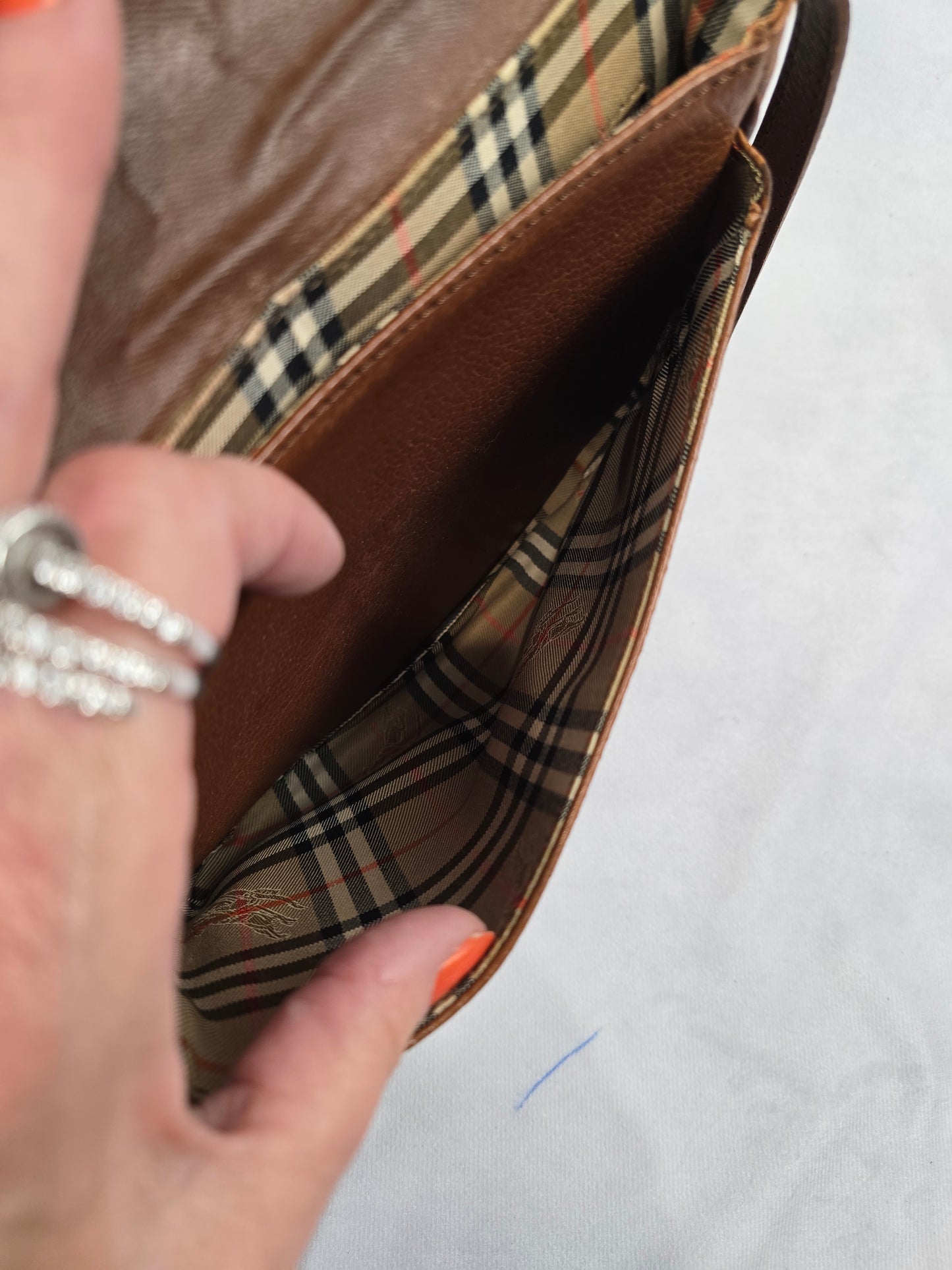 Burberry Vintage Brown Leather Pebbled Crossbody