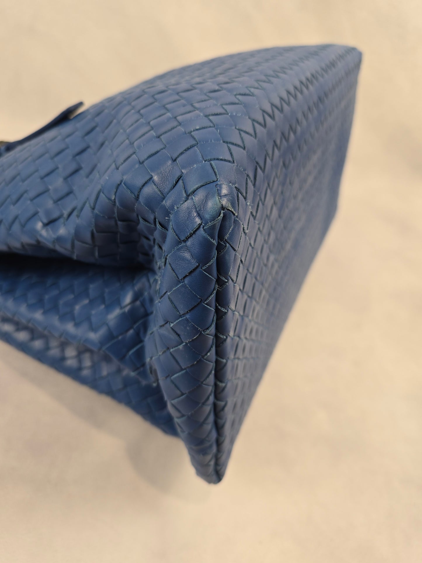 Bottega Veneta Intrecciato Medium Roma Top Handle Bag in Cobalt Blue