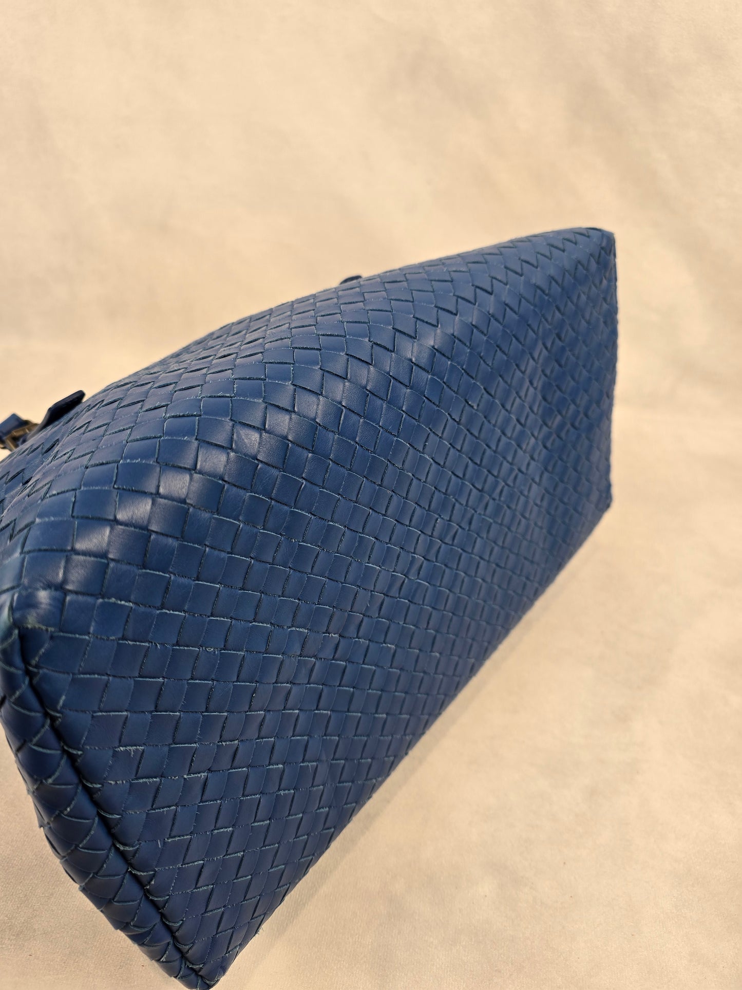 Bottega Veneta Intrecciato Medium Roma Top Handle Bag in Cobalt Blue