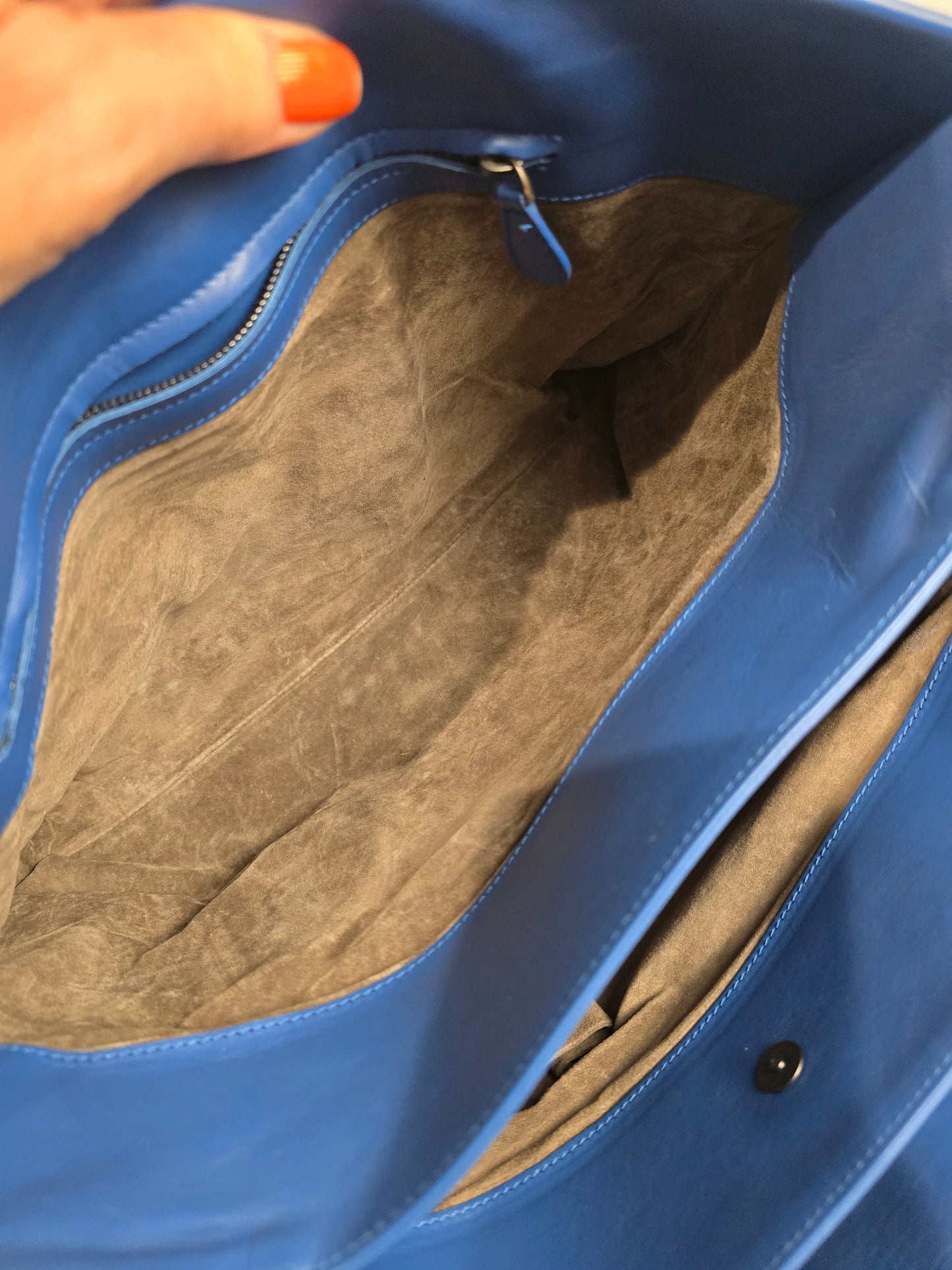 Bottega Veneta Intrecciato Medium Roma Top Handle Bag in Cobalt Blue
