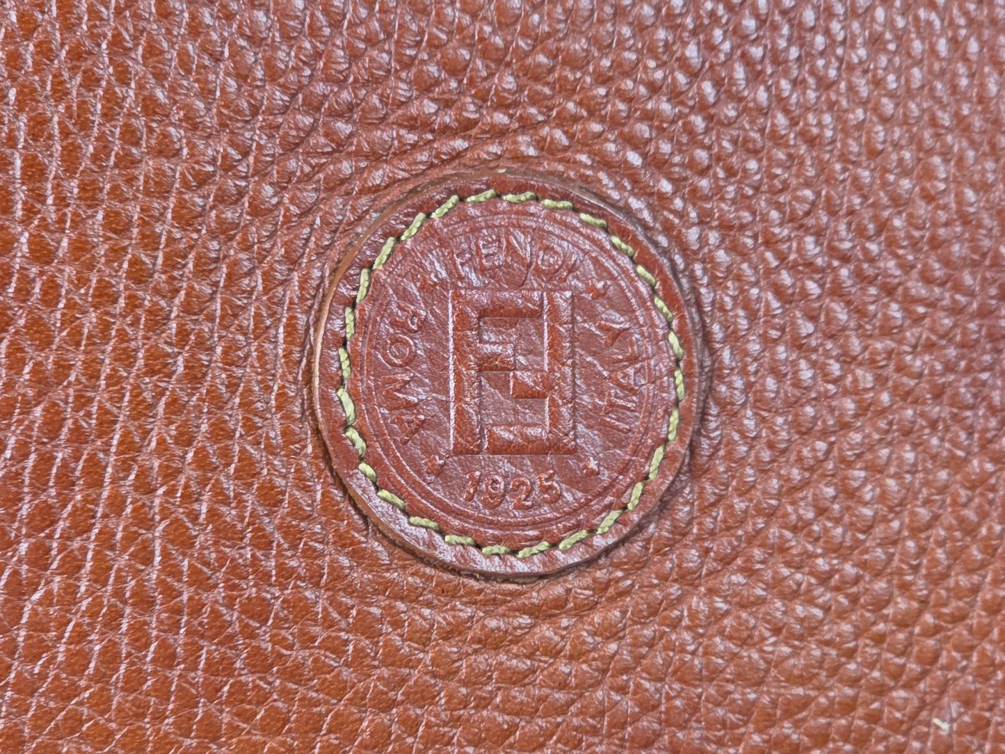 FENDI Vintage Selleria Brown Pebbled Leather Boston Bag