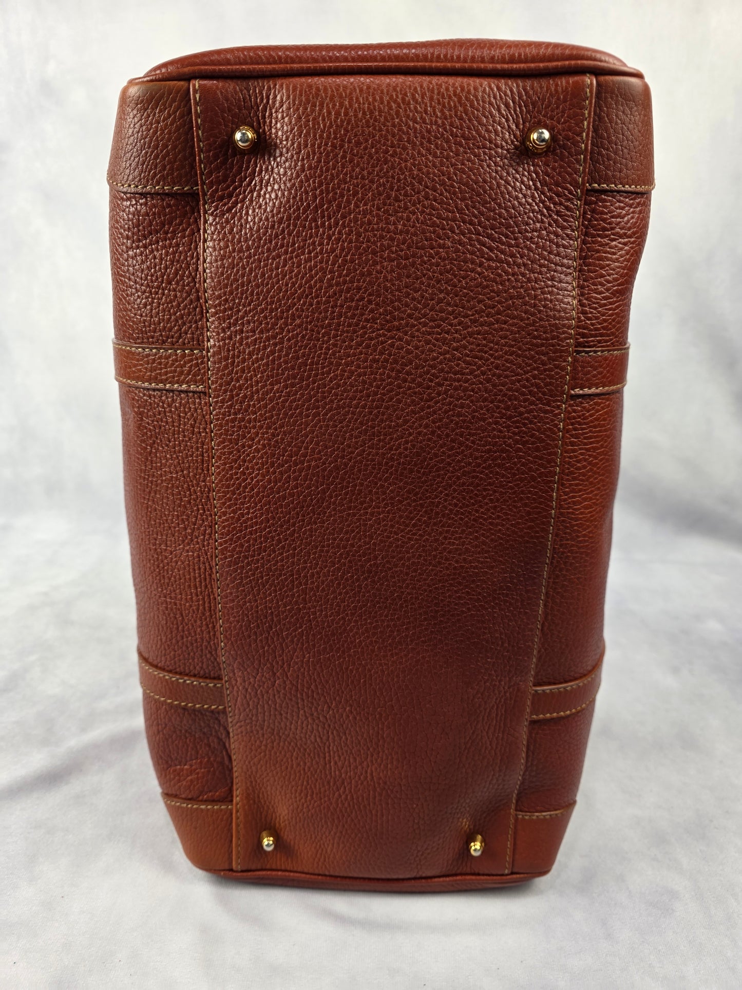 FENDI Vintage Selleria Brown Pebbled Leather Boston Bag