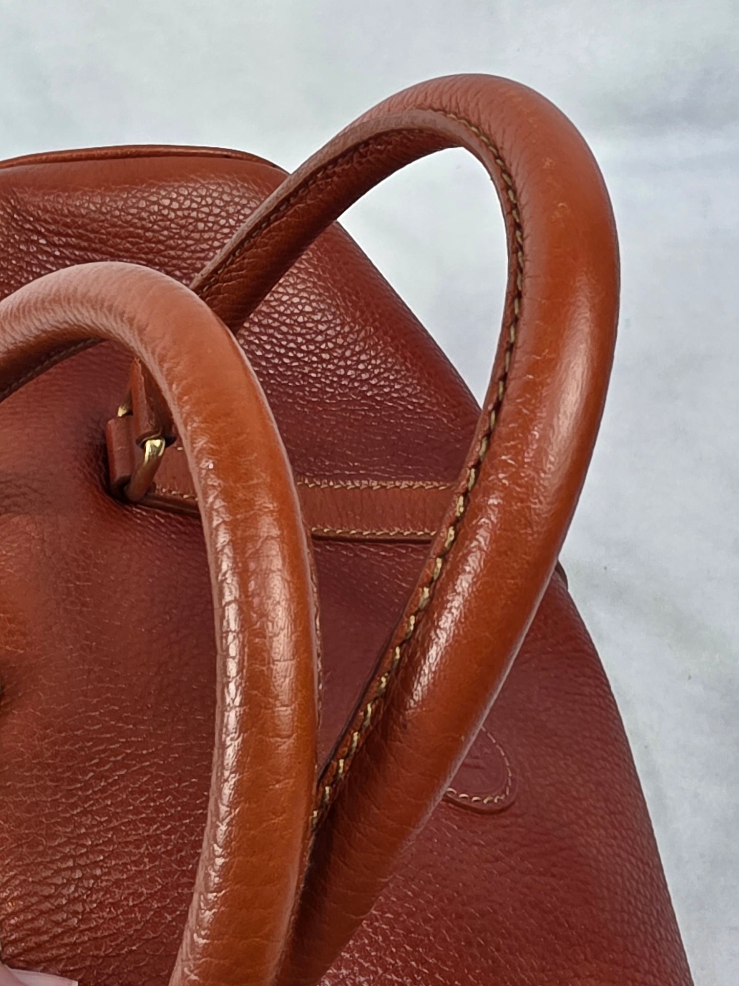 FENDI Vintage Selleria Brown Pebbled Leather Boston Bag