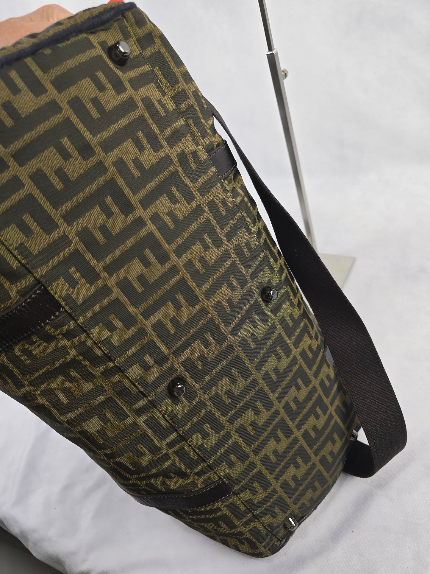 Fendi Canvas Zuuca Canvas Large Boston Bag / Travel Bag