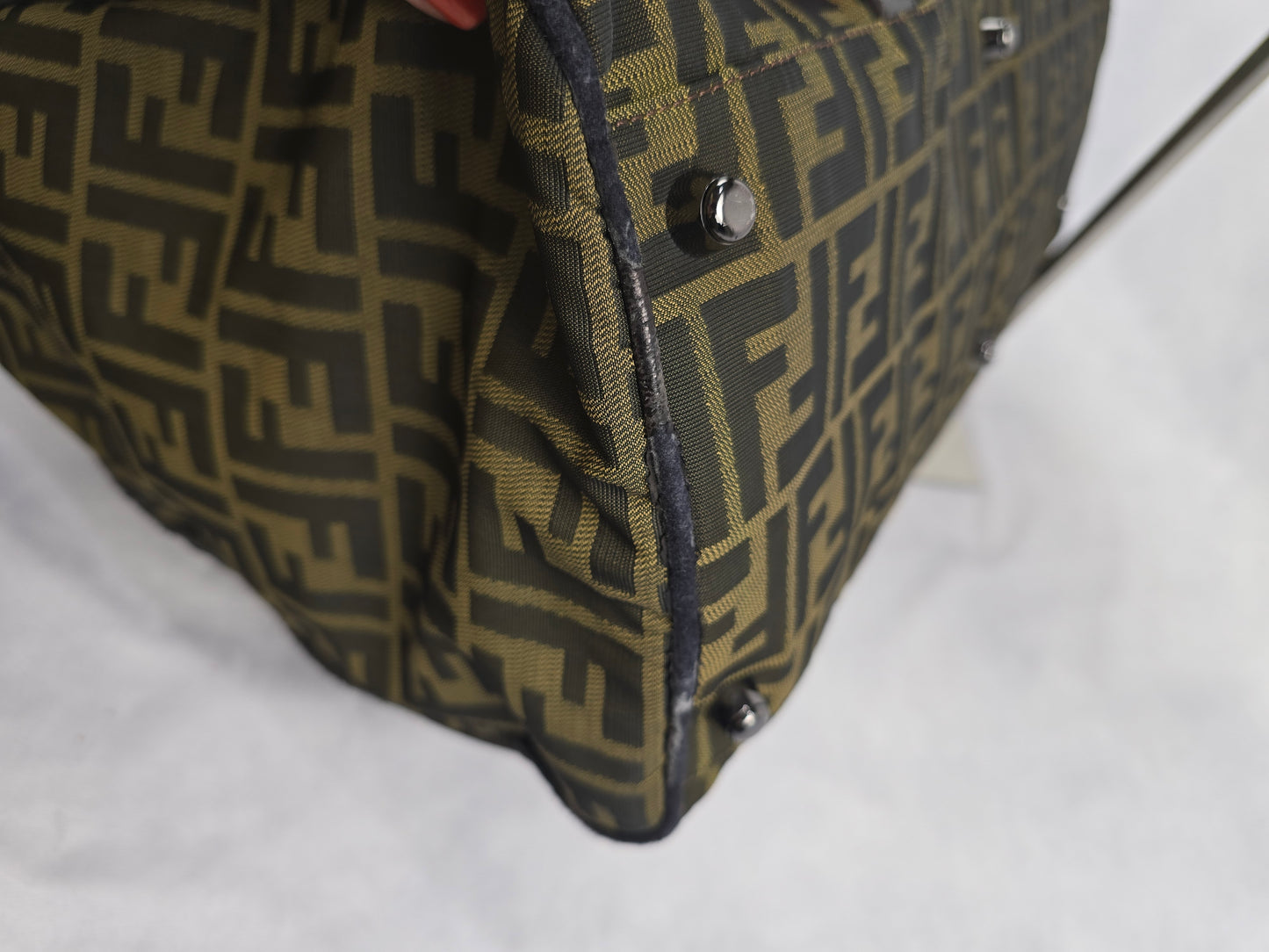 Fendi Canvas Zuuca Canvas Large Boston Bag / Travel Bag