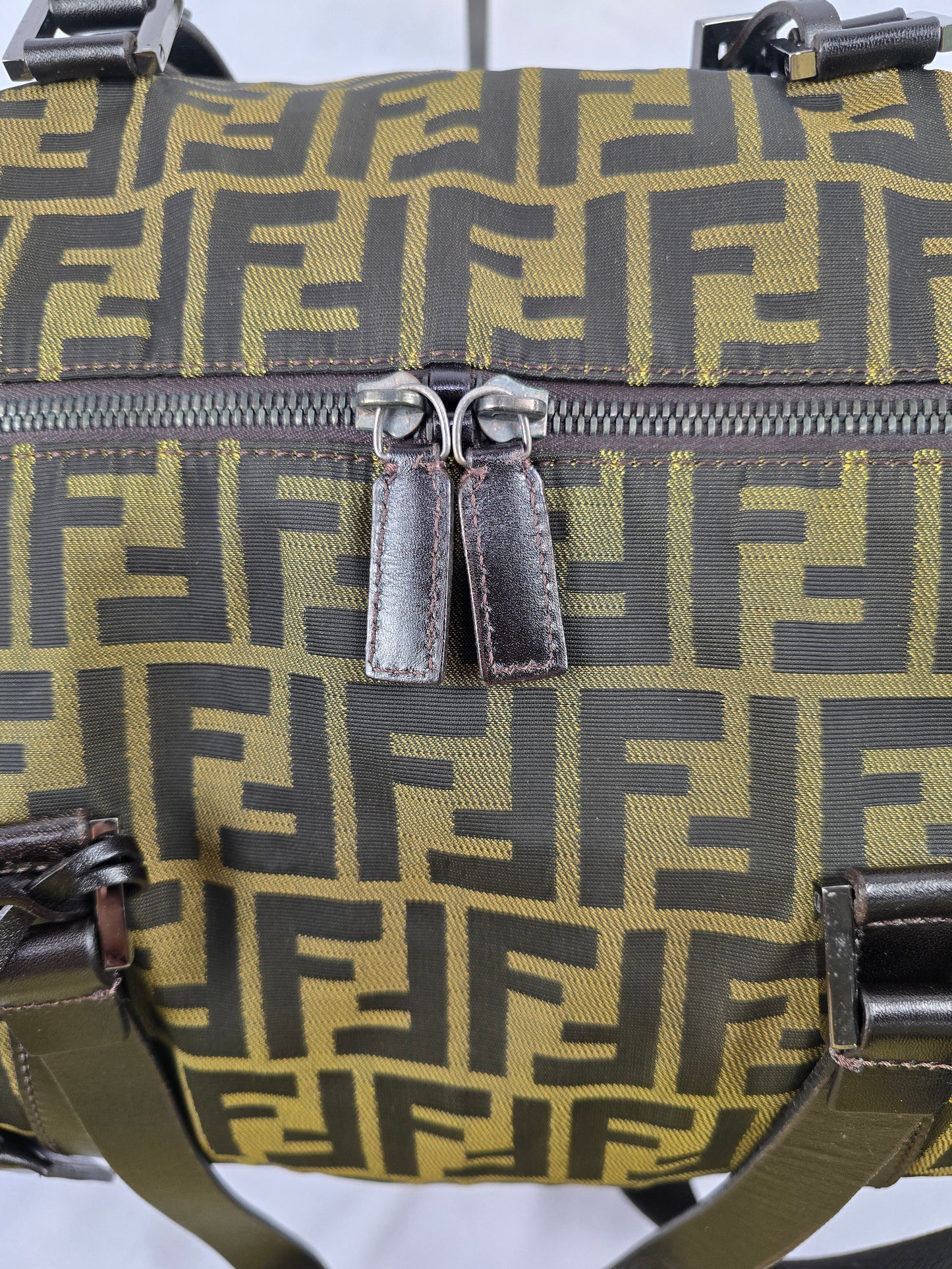 Fendi Canvas Zuuca Canvas Large Boston Bag / Travel Bag