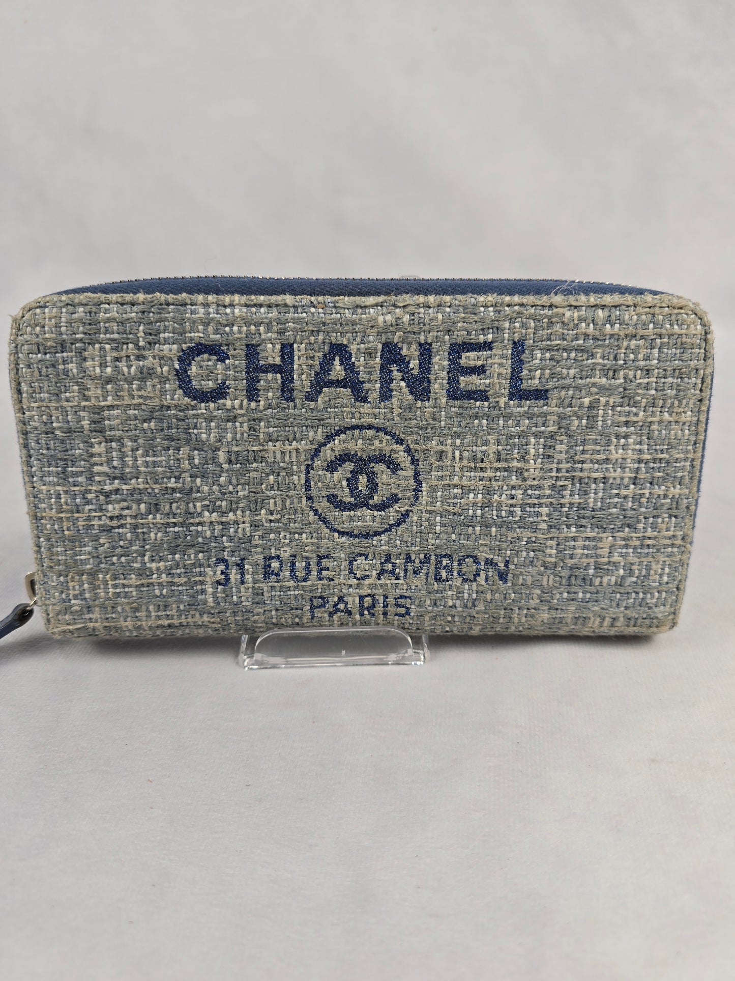 Chanel Blue Deauville Zip-Around Wallet