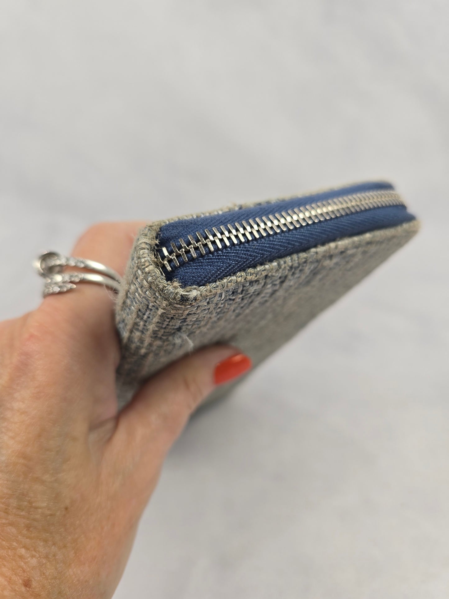 Chanel Blue Deauville Zip-Around Wallet