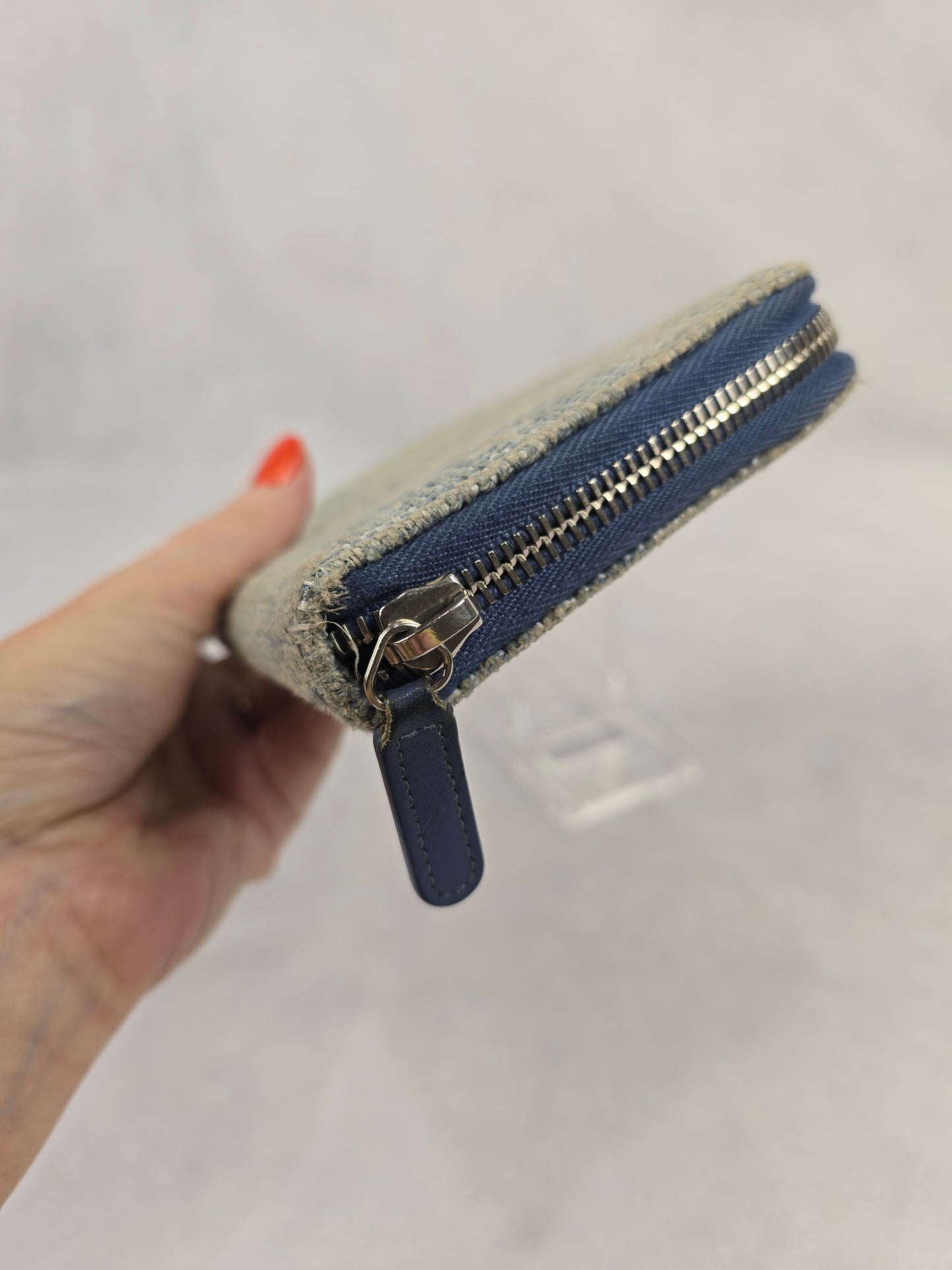 Chanel Blue Deauville Zip-Around Wallet