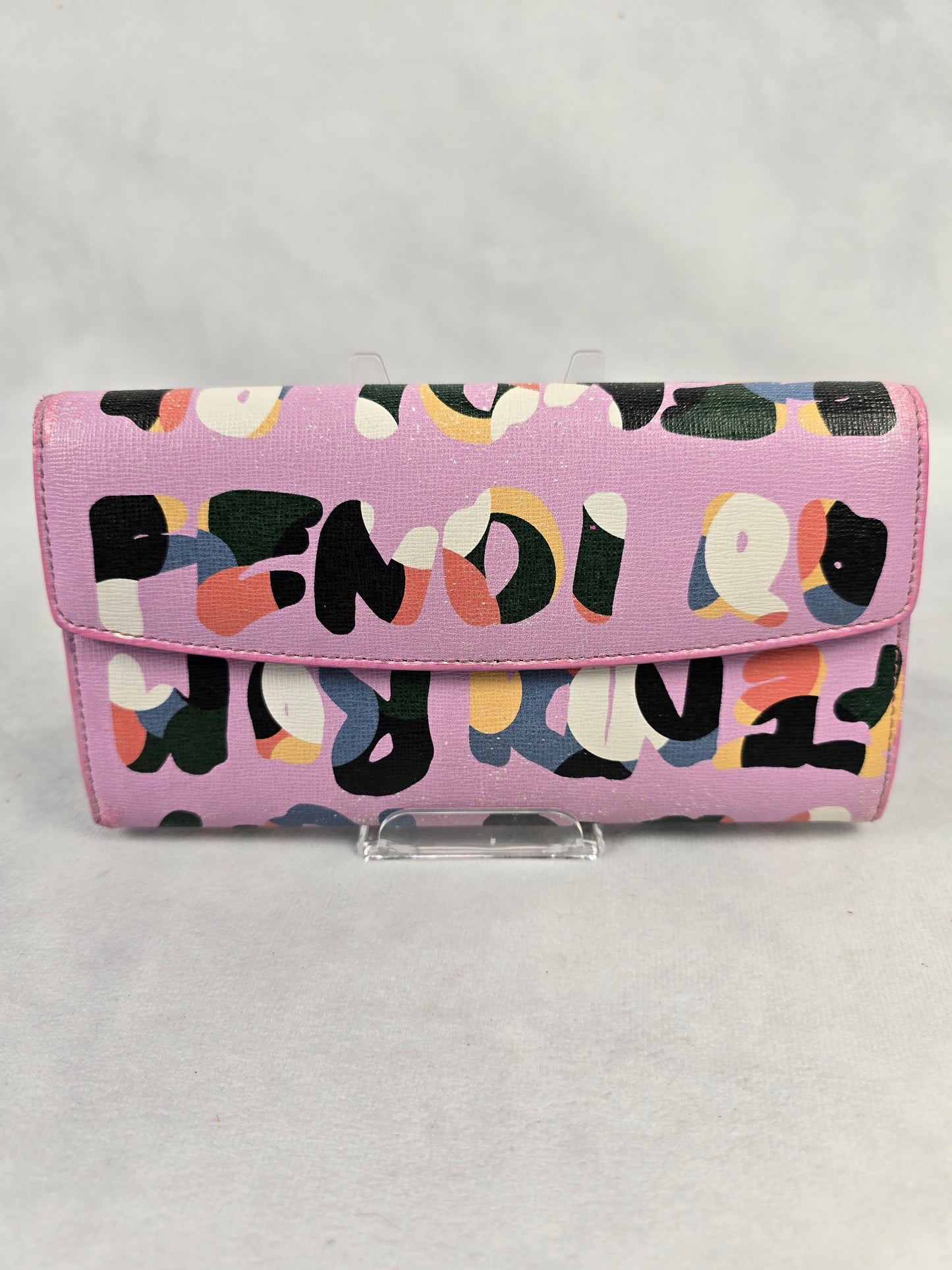 Fendi Vitello Elite Graffiti Pink Continental Wallet