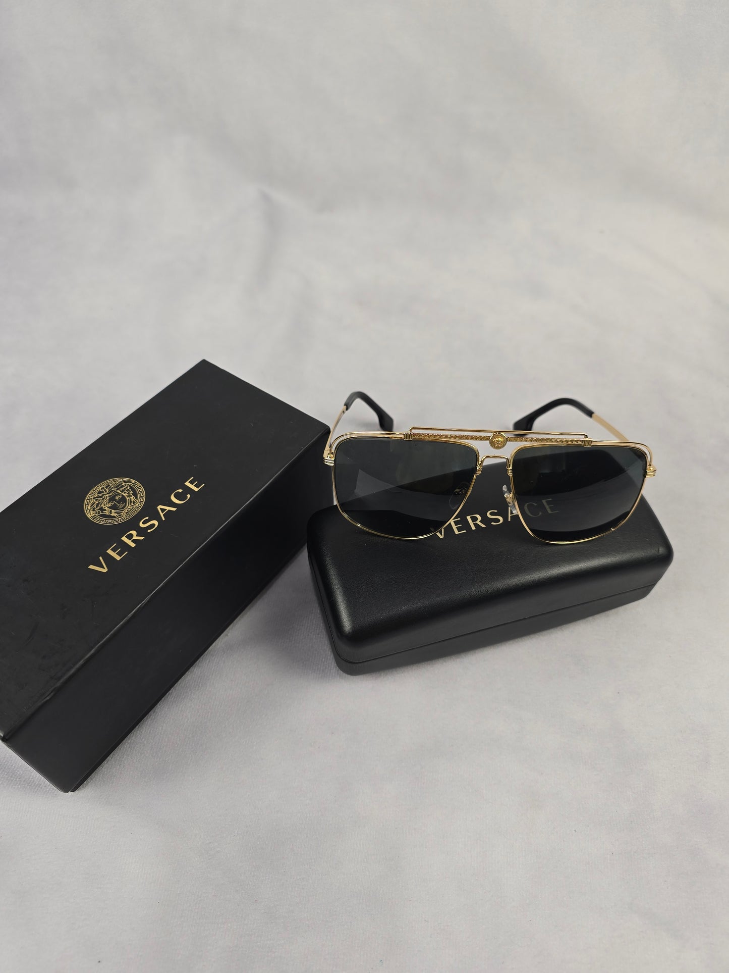 Versace Gold Medusa Focus Aviator Sunglasses