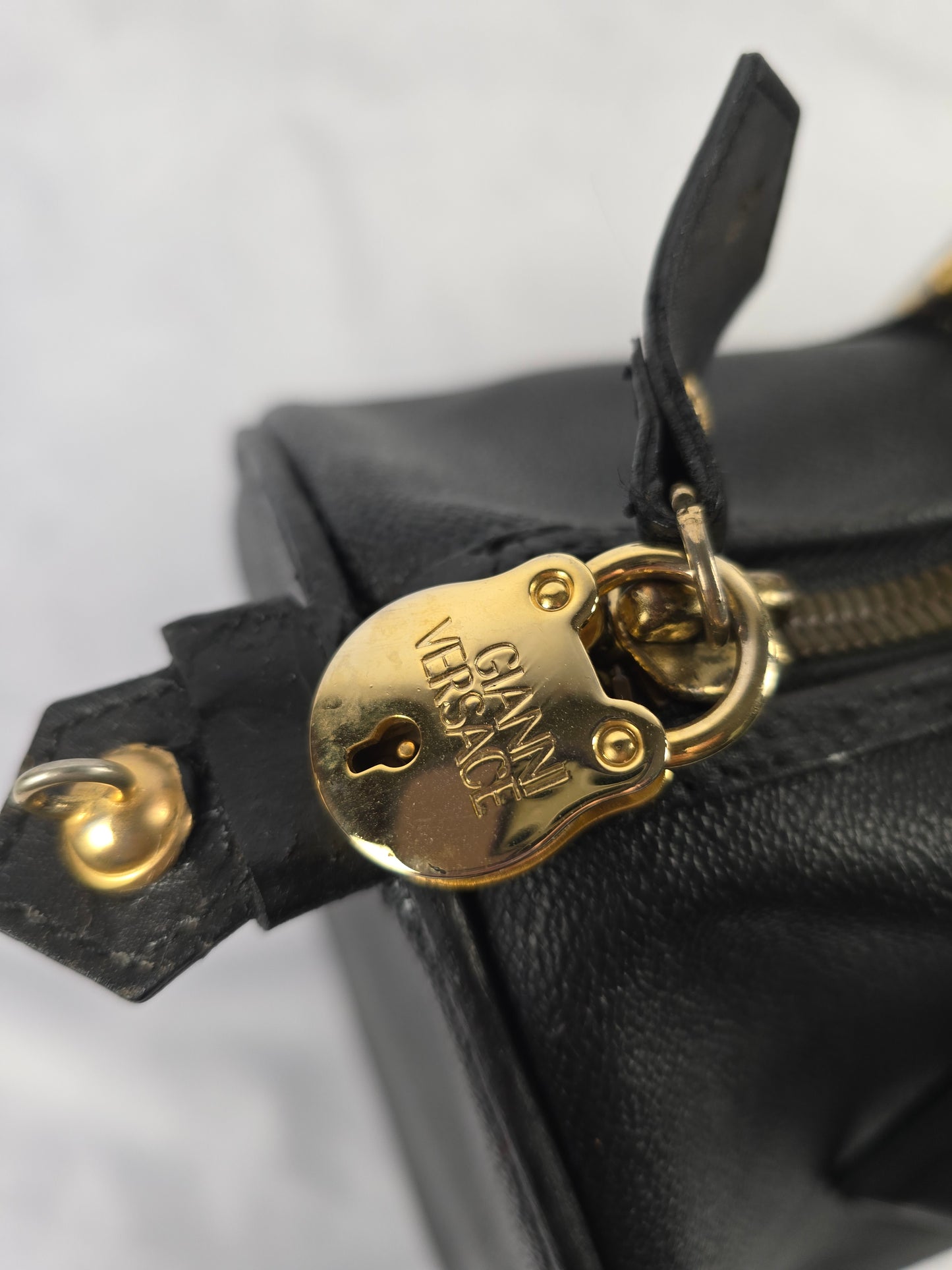 Versace Vintage 1990s Medusa Black Leather Travel Bag