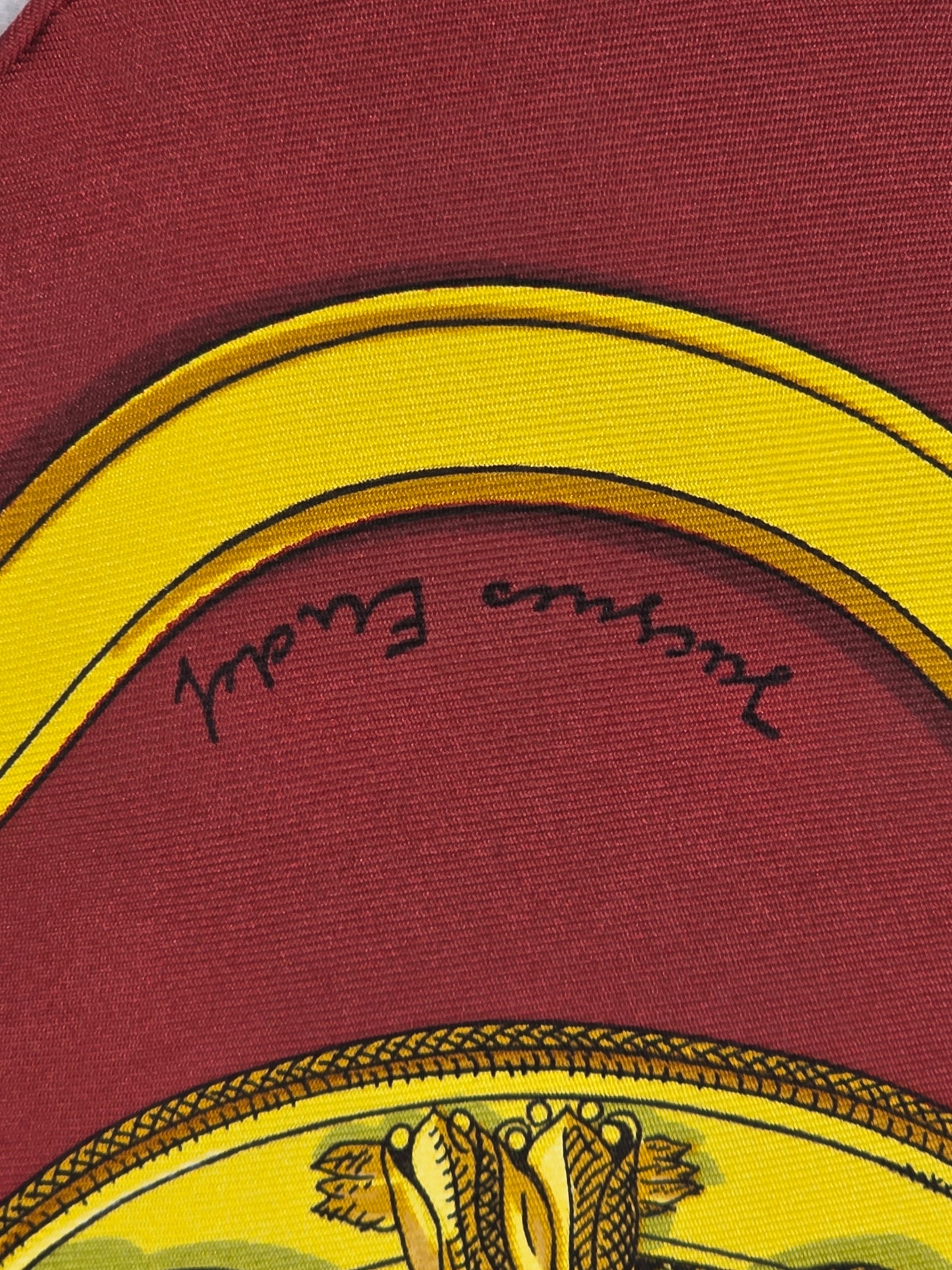 Vintage Hermès Grand Apparat Silk Scarf 90 Jacques Eudel Red Gold Equestrian