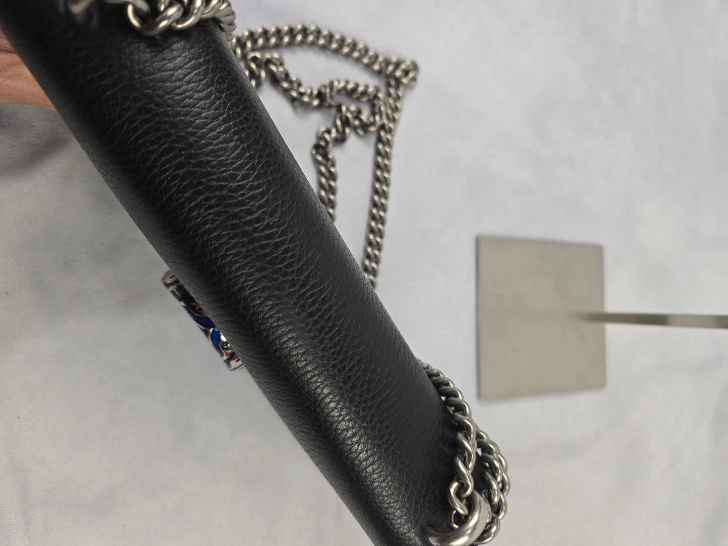 Gucci Dollar Calfskin Enamel Dionysus in Black and Electric Blue