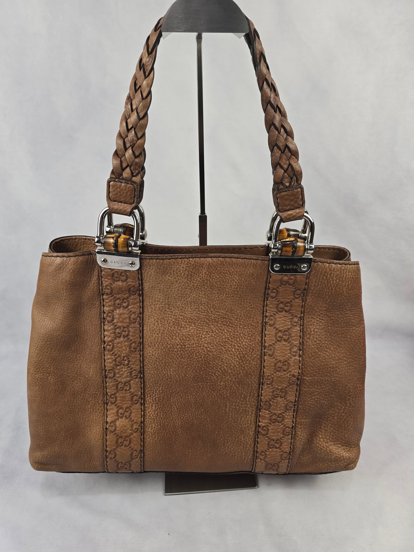 Gucci Bamboo Bar Libeccio Tote in Brown Leather