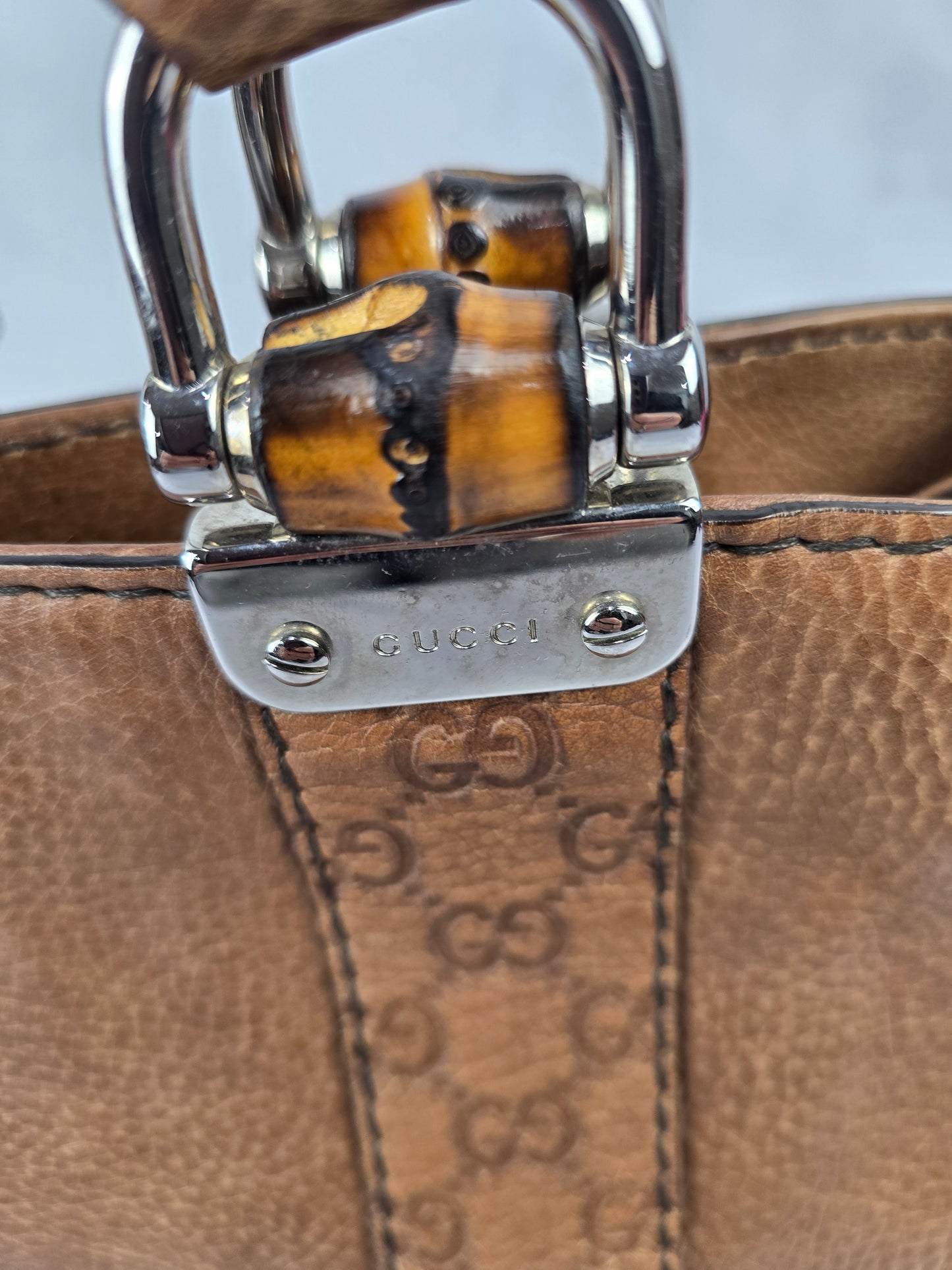 Gucci Bamboo Bar Libeccio Tote in Brown Leather