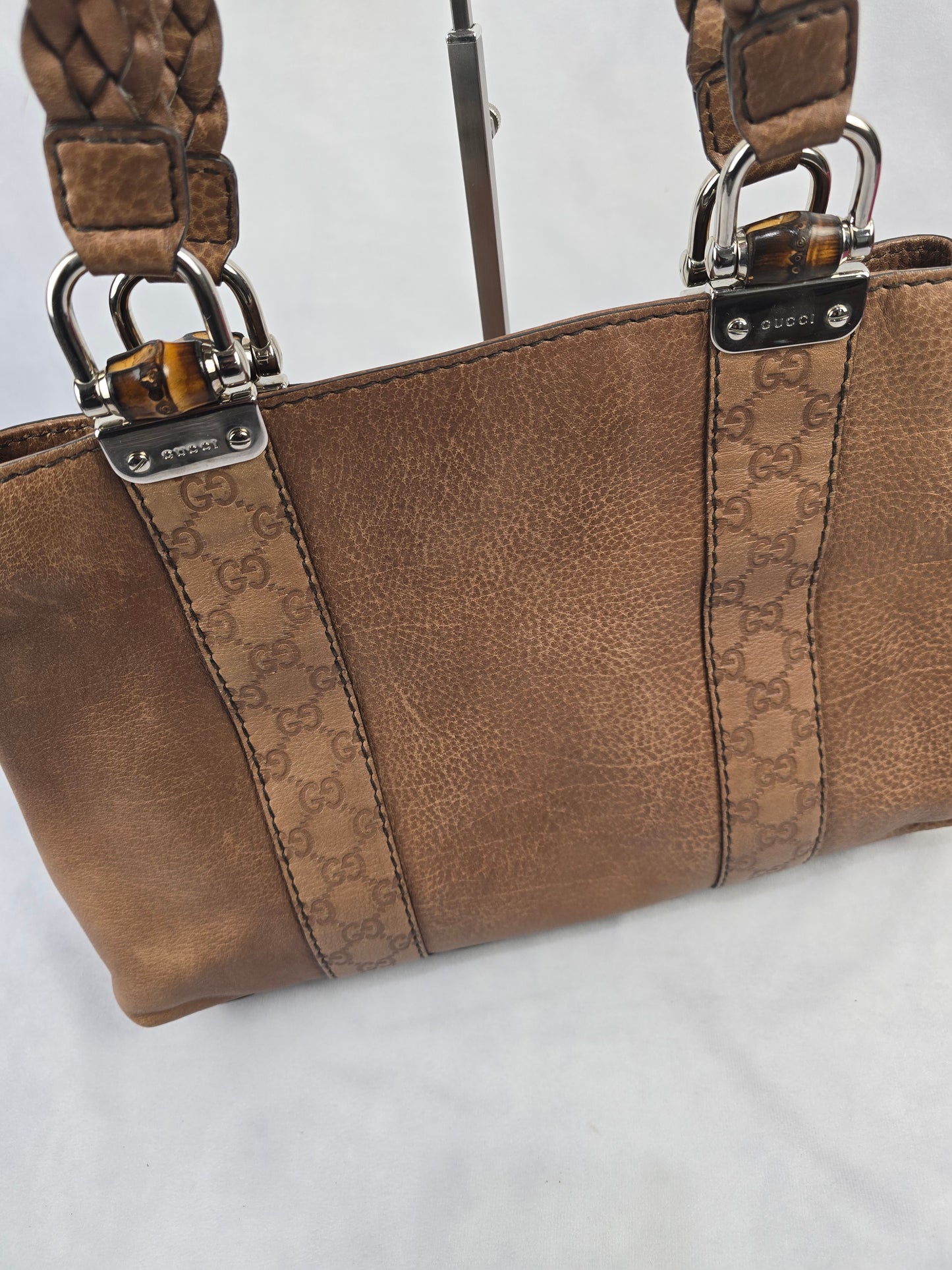 Gucci Bamboo Bar Libeccio Tote in Brown Leather