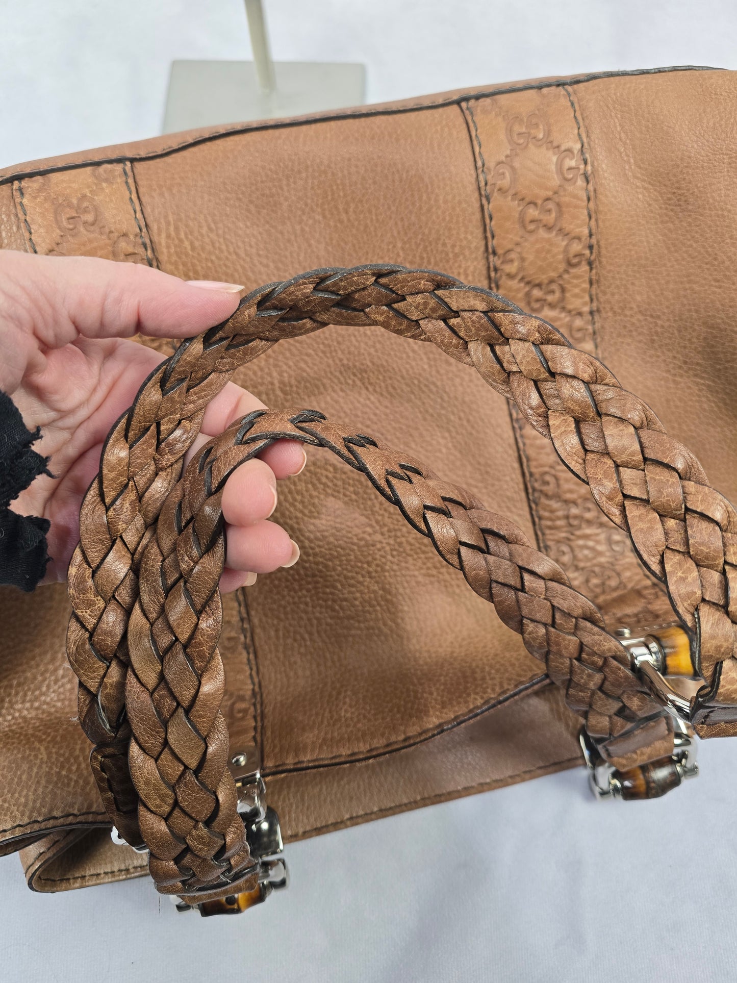 Gucci Bamboo Bar Libeccio Tote in Brown Leather