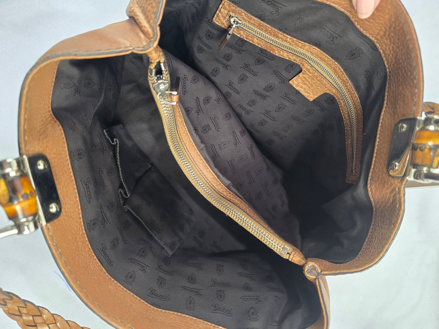 Gucci Bamboo Bar Libeccio Tote in Brown Leather