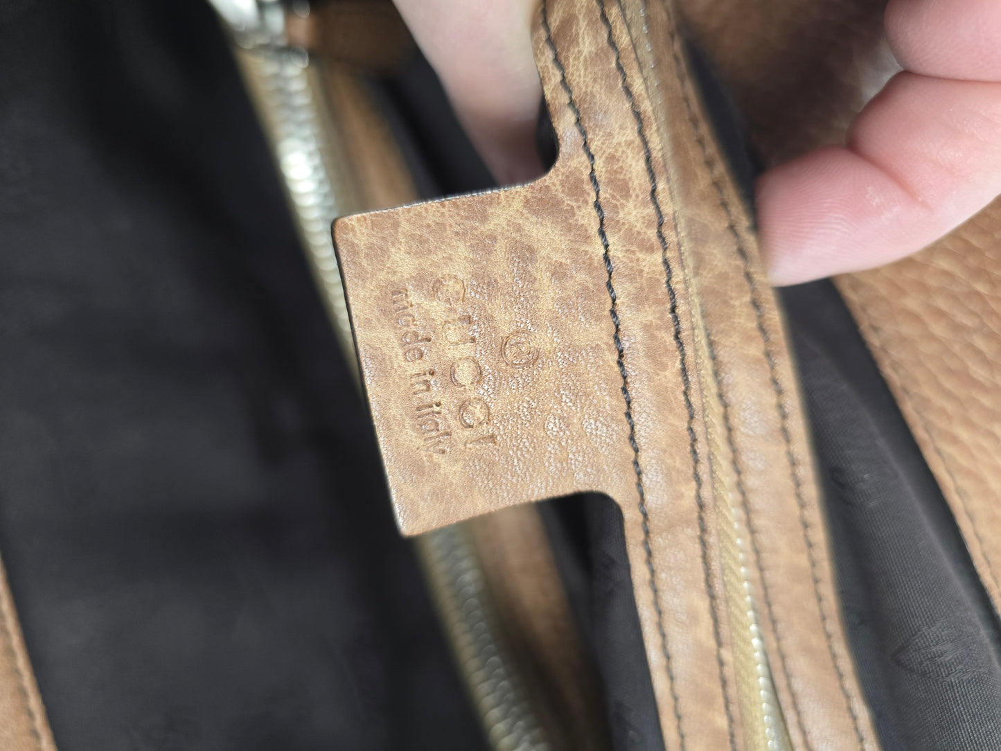 Gucci Bamboo Bar Libeccio Tote in Brown Leather
