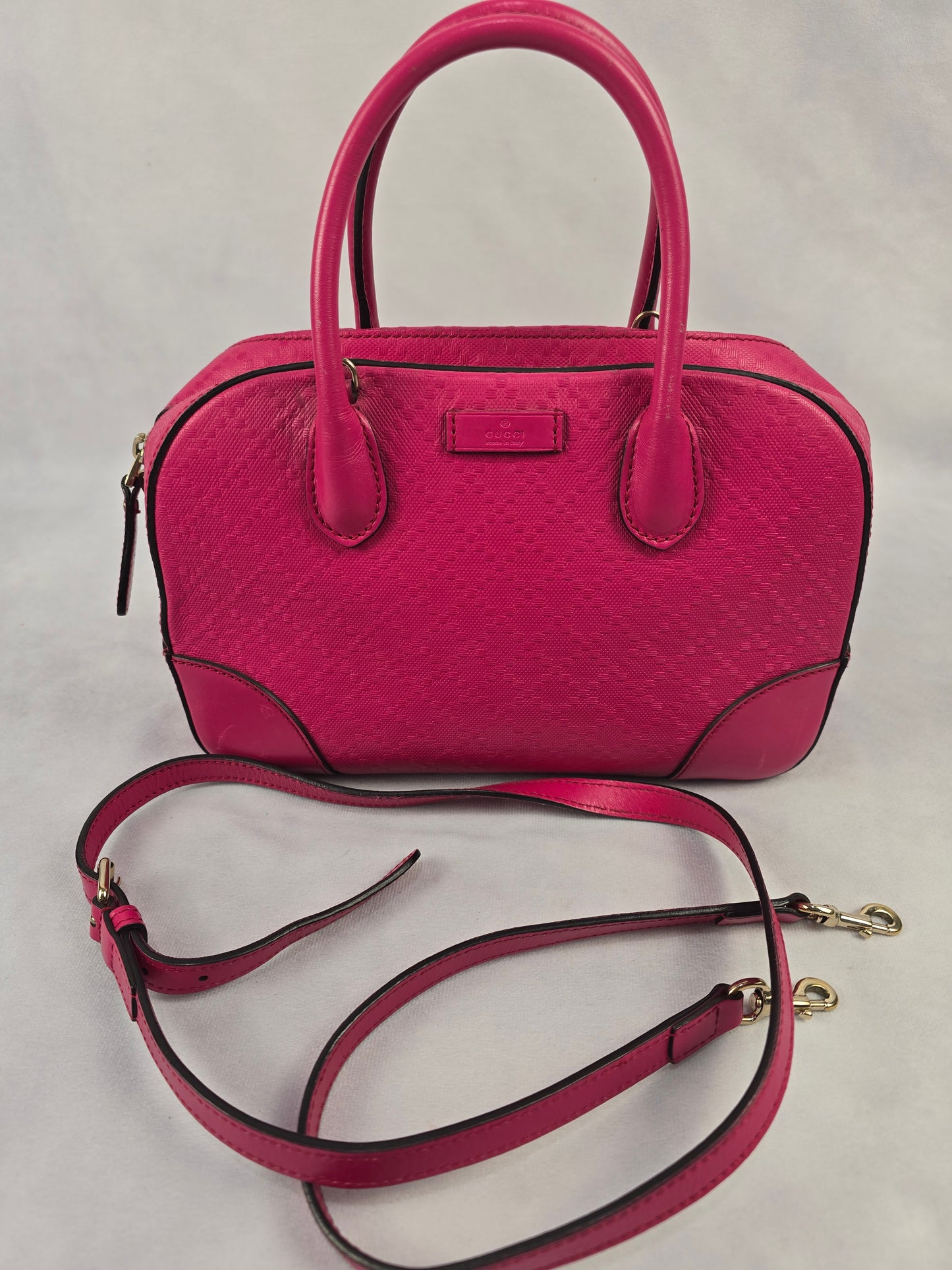 Gucci Diamante Textured Pink Leather Two Way Bag